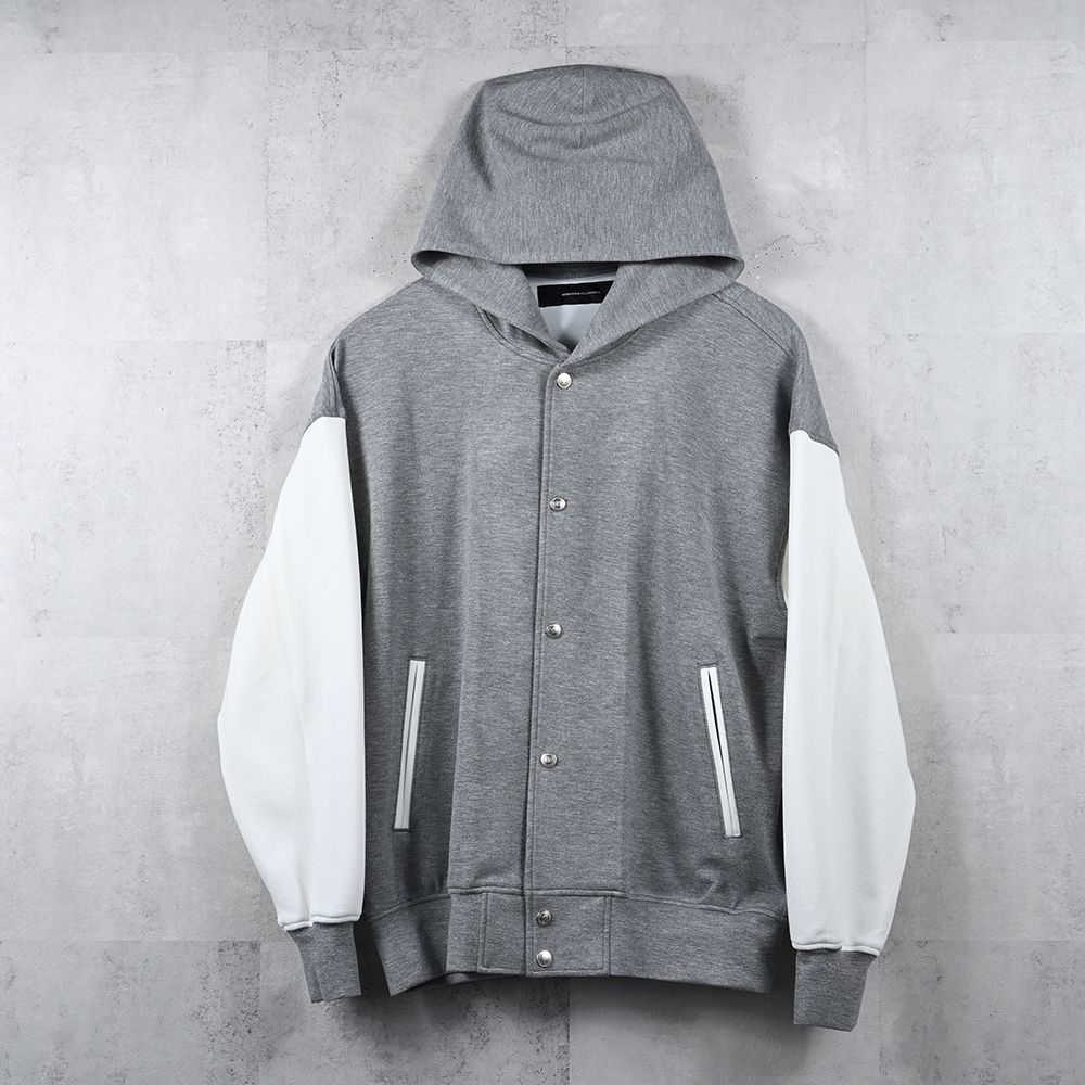blister Varsity hoodie / ブリスターニット フード付きスタジャン (グレー) (8月末入荷予定) ※オーダー締切:5月23日(土)17時