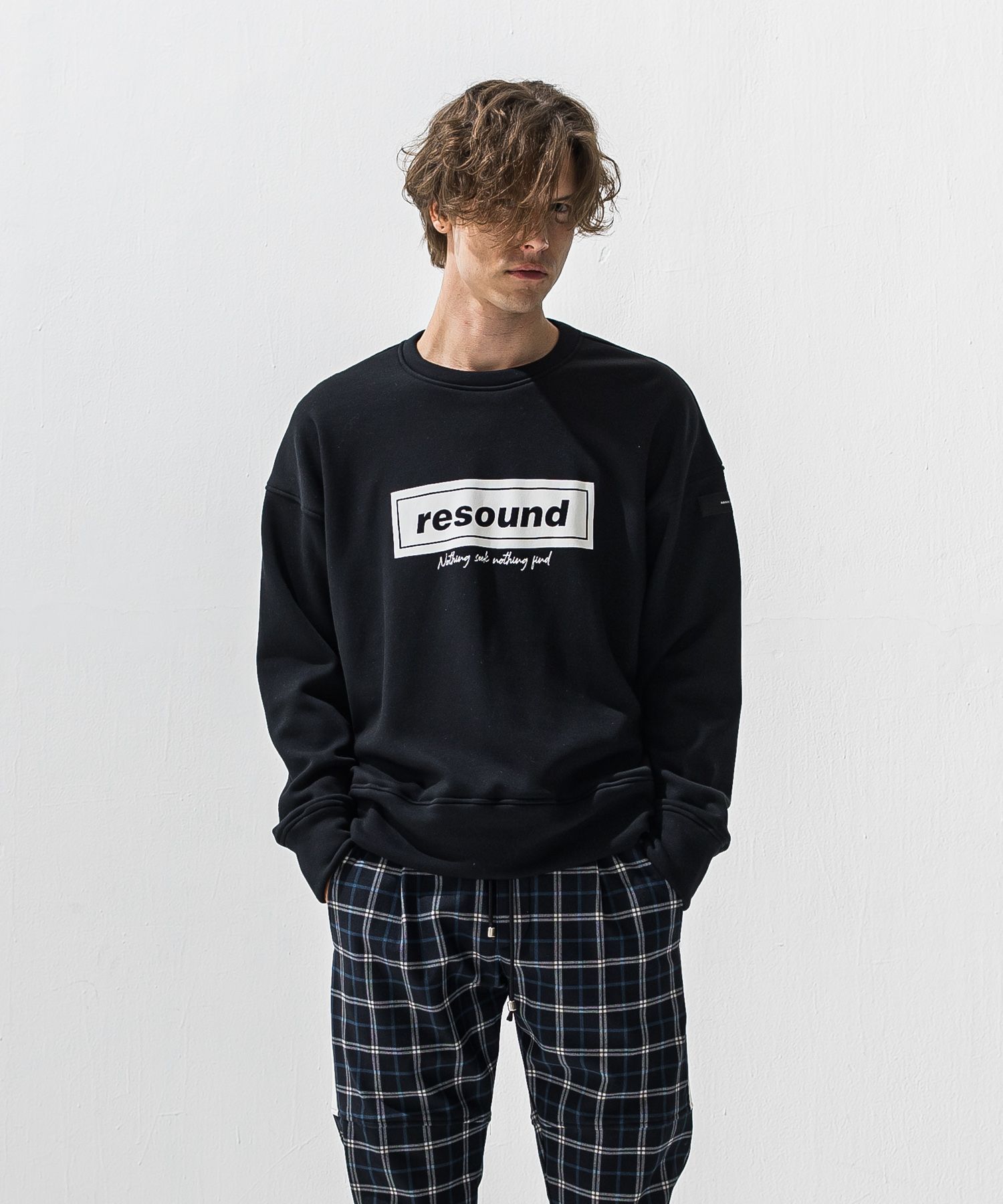 BOX VELOURS FLEECE DROP TRAINER / ボックスロゴ 裏起毛 ルーズトレーナー (ブラック) (11月上旬入荷予定) ※オーダー締切:9月7日(月)17時