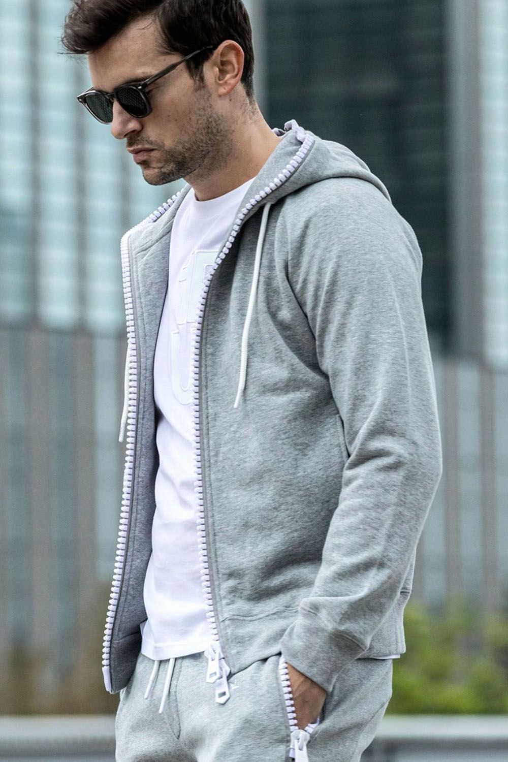 BIG ZIP BACK LOGO HOODIE / ビッグジップ バックロゴ フーディ トップグレー