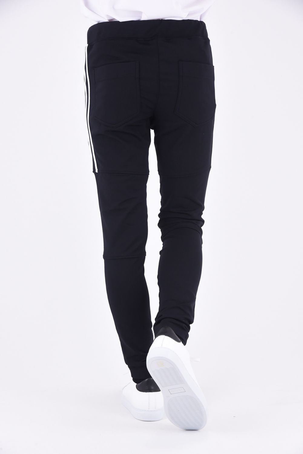 JOHNSON LINE HEAT PT / 【定番商品】 裏ボアフリース ハイブリットジャージー ラインパンツ ブラック/ホワイト