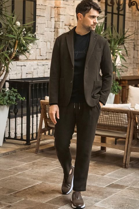 【26AW】【セットアップ】 WOOL-BLEND CAMO-EMBOSSED JACKET / ウール混 エンボスカモフラージュ テーラードシングルジャケット&イージースラックス (カーキ)