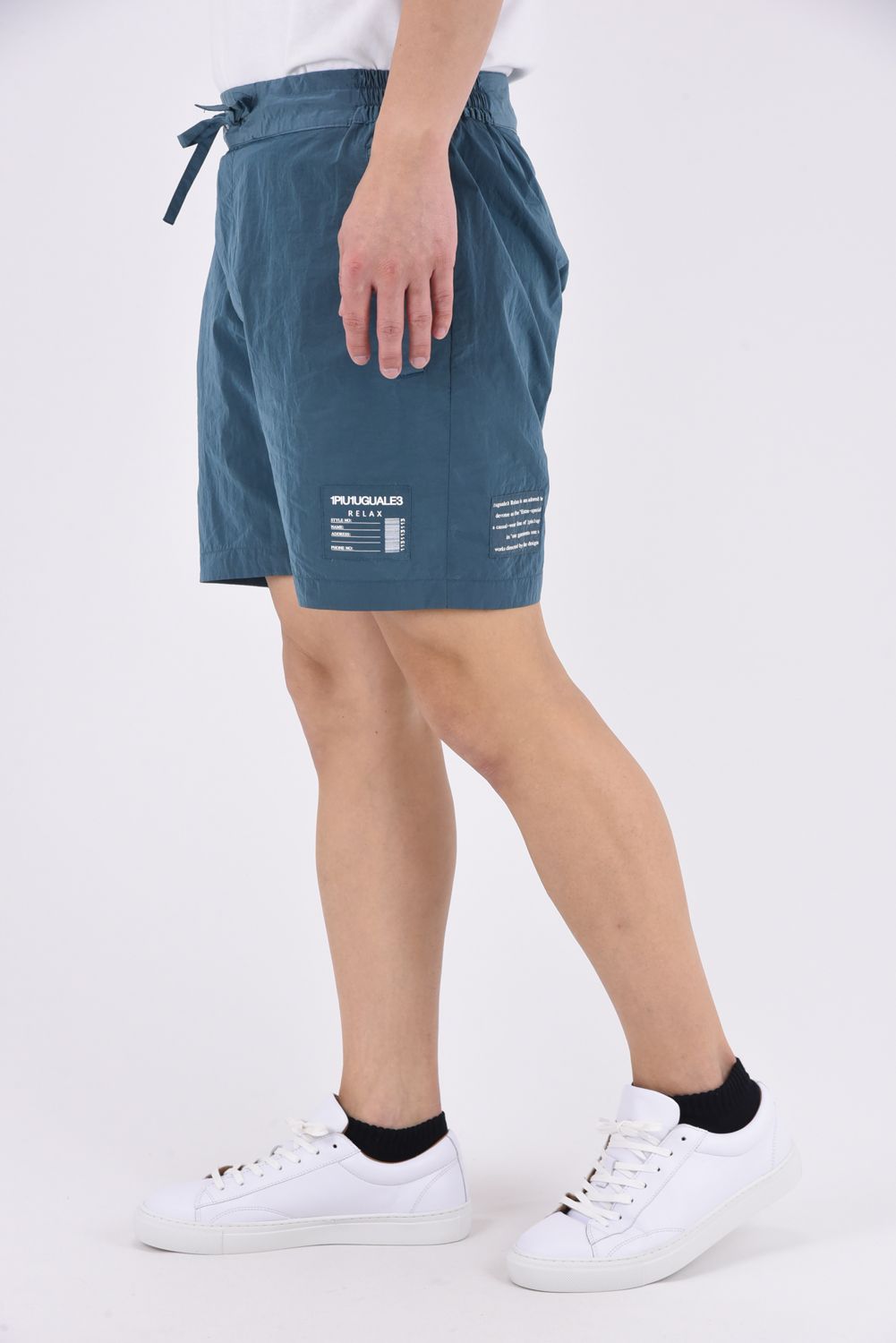 SALTWATER PATCH PANTS / 水陸両用 光沢ナイロン ショートパンツ (ブルー)