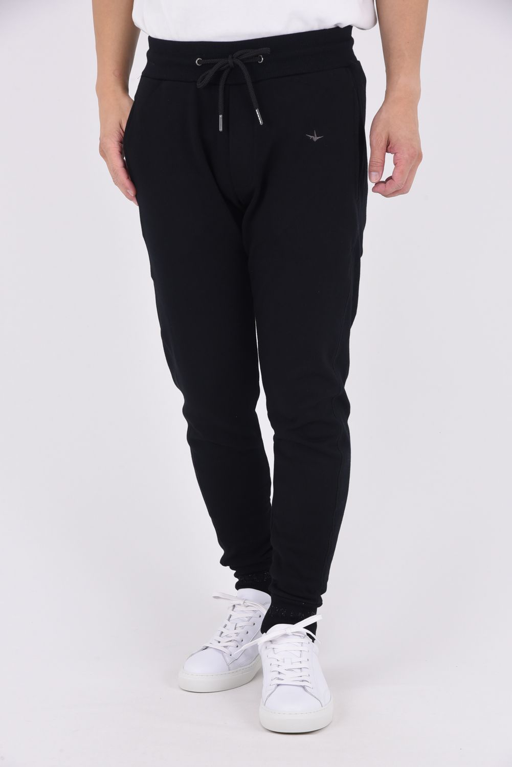 JOGGER PANTS WITH RHINESTONE CUFFS / ラインストーンヘムスウェットジョガーパンツ (ブラック)