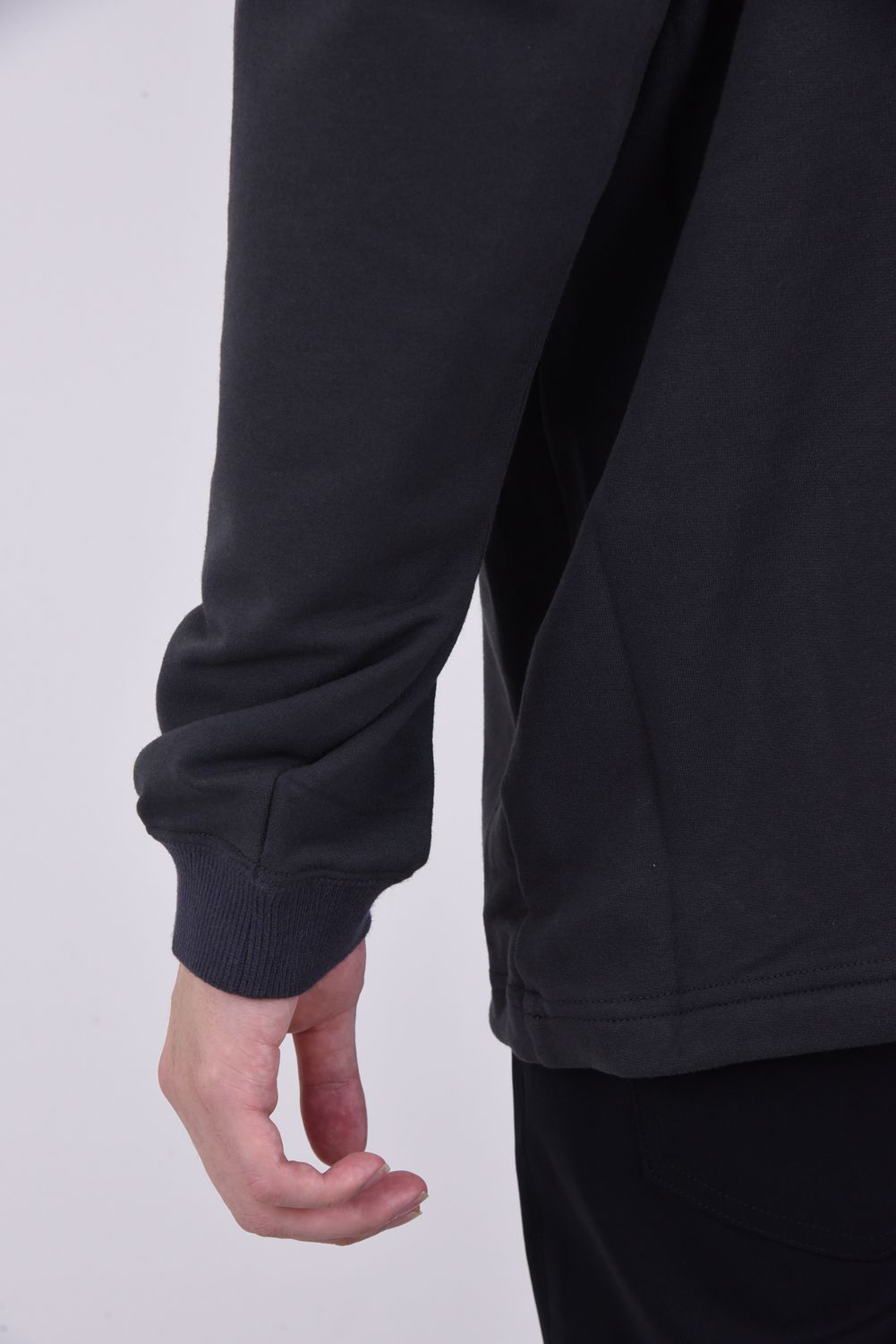 HEM DRAW CORD CREWNECK SWEAT SHIRT / アレンジヘムコード ライト裏毛 スウェットプルオーバー ブラック