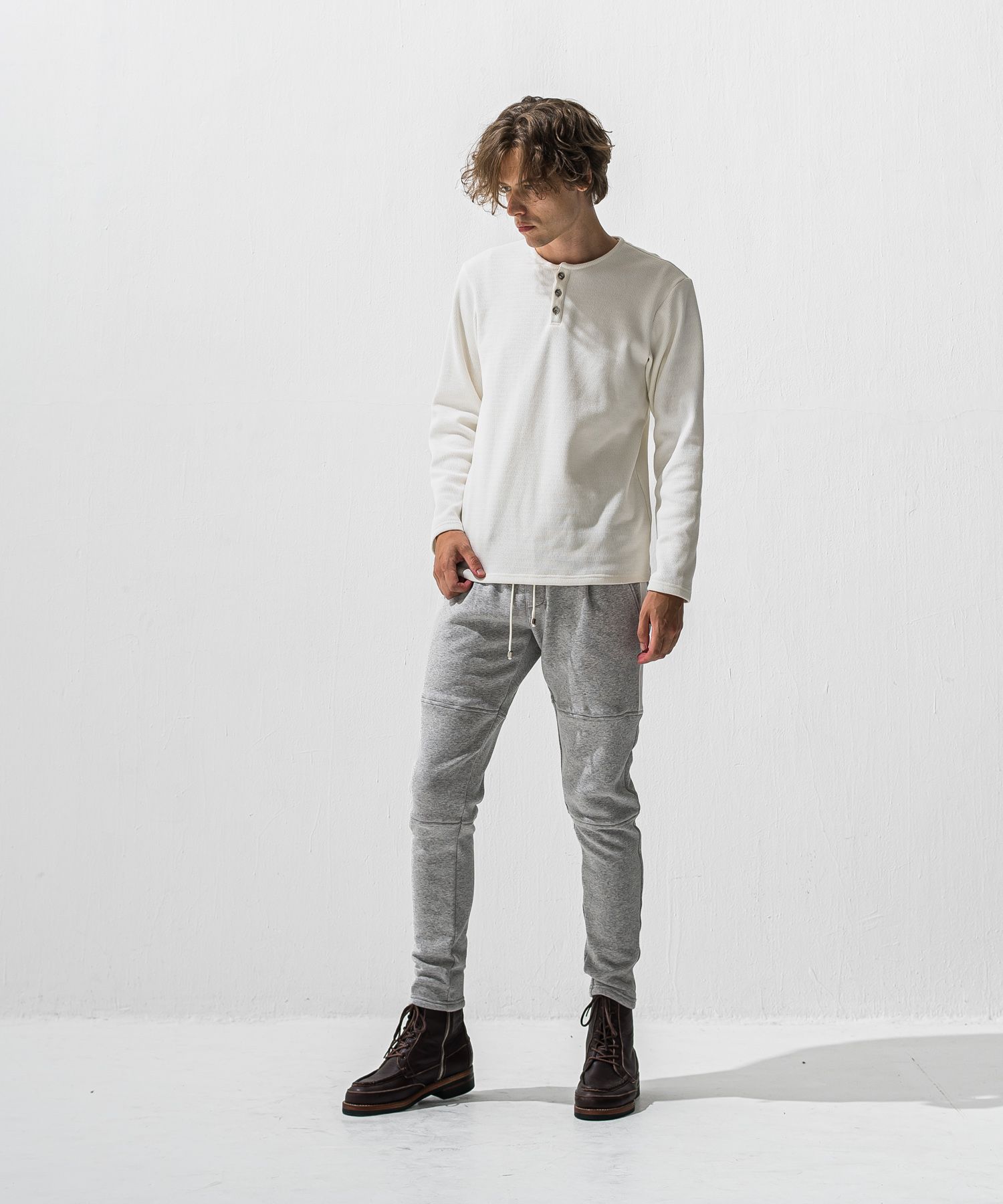 VELOURS FLEECE JT PT / 裏起毛 ベロアフリース ワンタックラインパンツ (グレー) (11月中旬入荷予定) ※オーダー締切:9月7日(月)17時