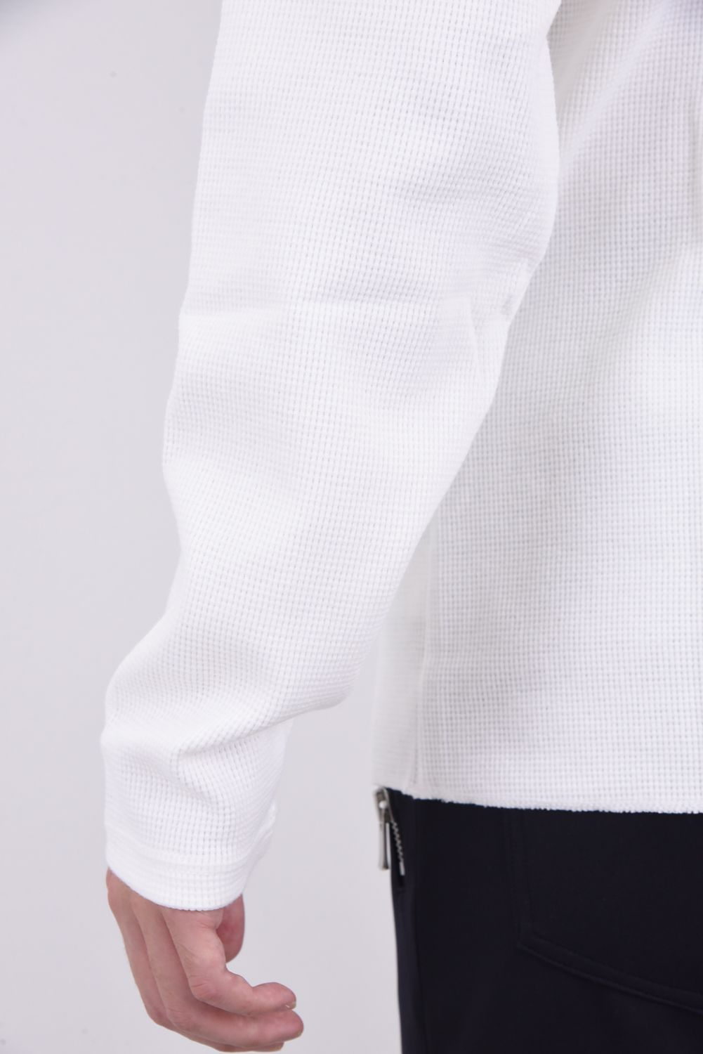 ST COTTON WAFFLE THERMAL / 【定番】 ロングスリーブ カットオフサーマル ホワイト