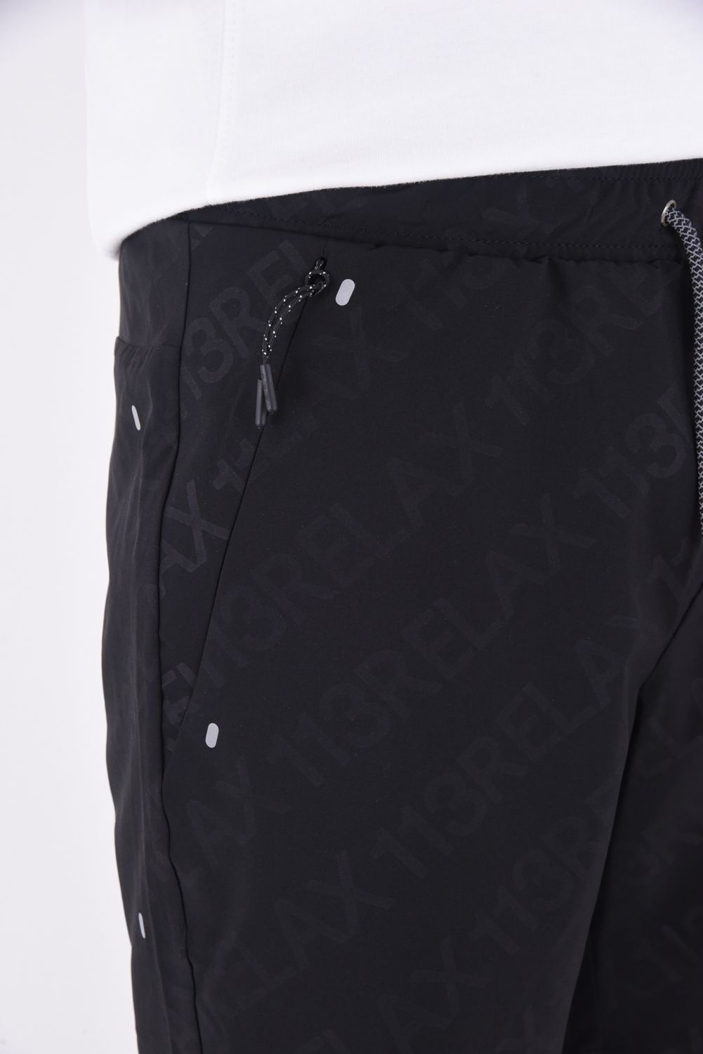 RUNNING DIAGONAL LOGO  SHORT PANTS  / ランニング ダイアゴナル ロゴ ショートパンツ ブラック