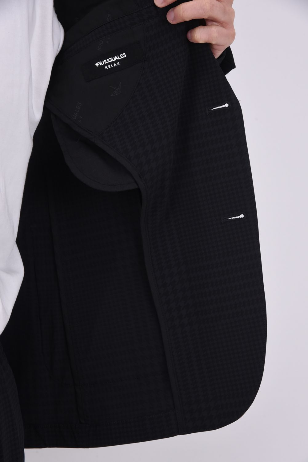 【26SS】【セットアップ】 GLEN CHECK NYLON JACKET & SLACKS / グレンチェック テーラードシングルジャケット&イージースラックス (チャコール/ブラック)