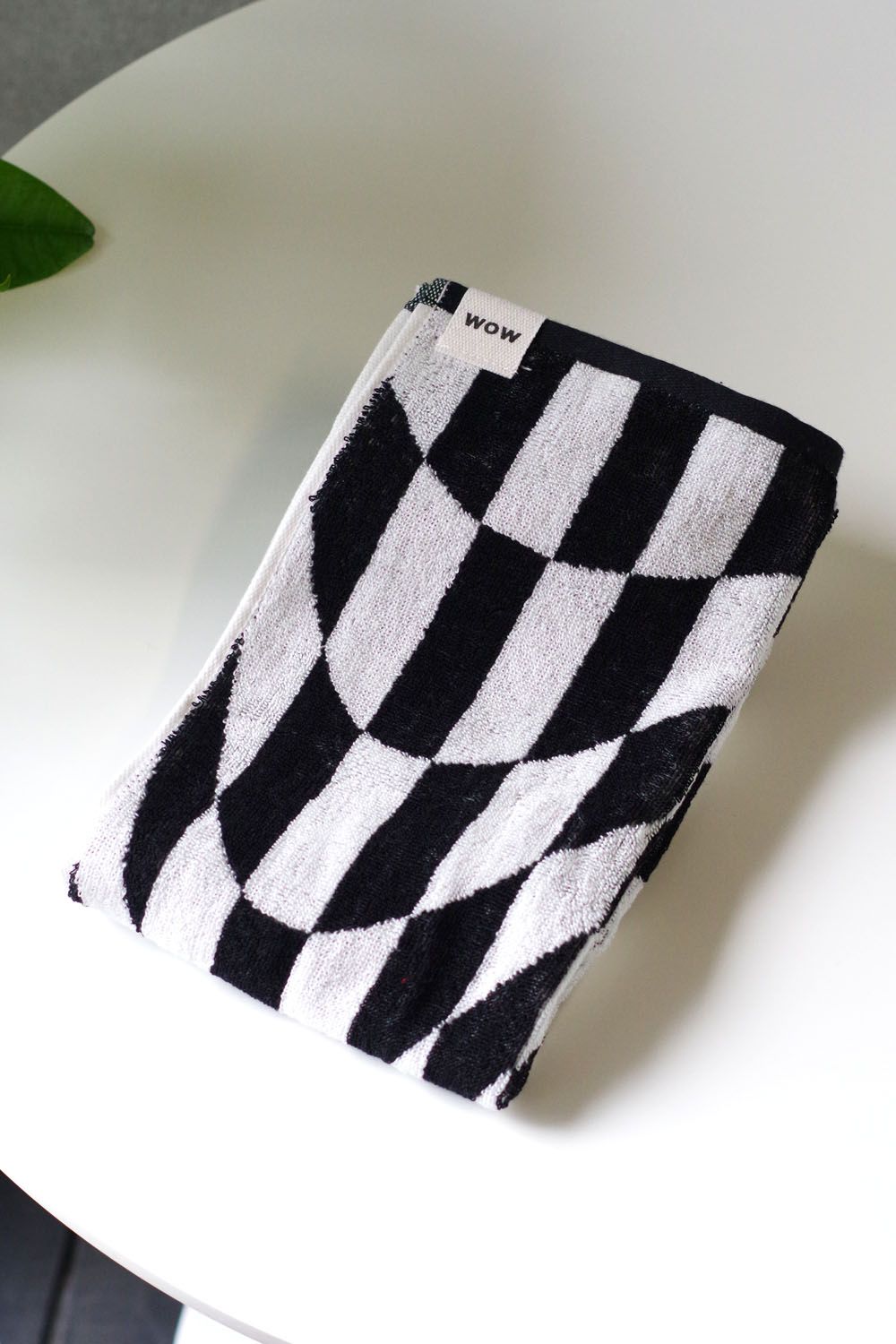 Check Face Towel / シルク混 チェック フェイスタオル (ブラック)