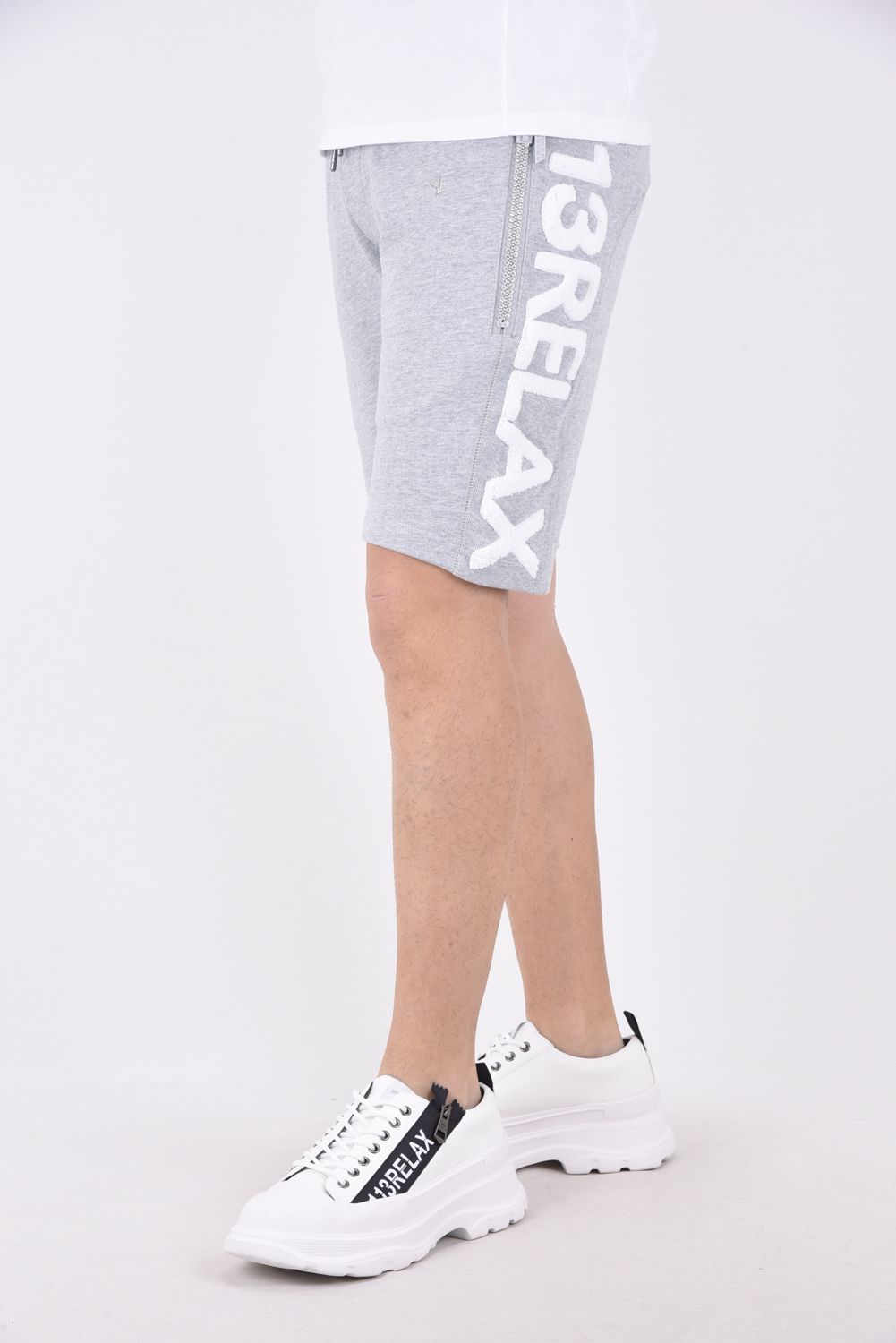 SHINING STONE HALF PANTS  / サガラ刺繍 サイドロゴ ショーツ トップグレー