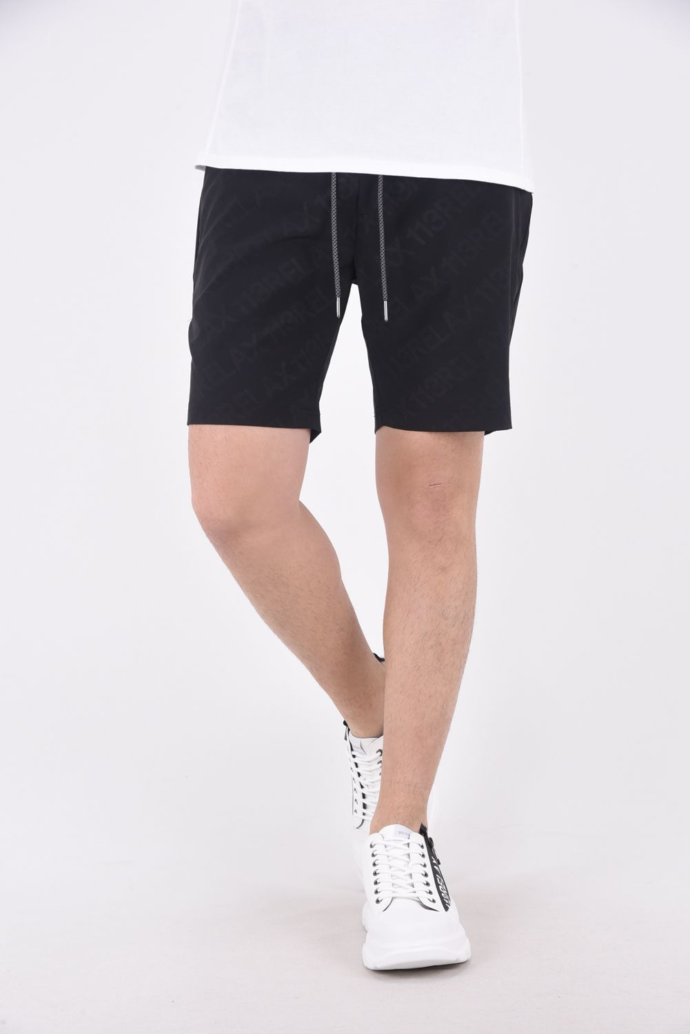 RUNNING DIAGONAL LOGO  SHORT PANTS  / ランニング ダイアゴナル ロゴ ショートパンツ ブラック