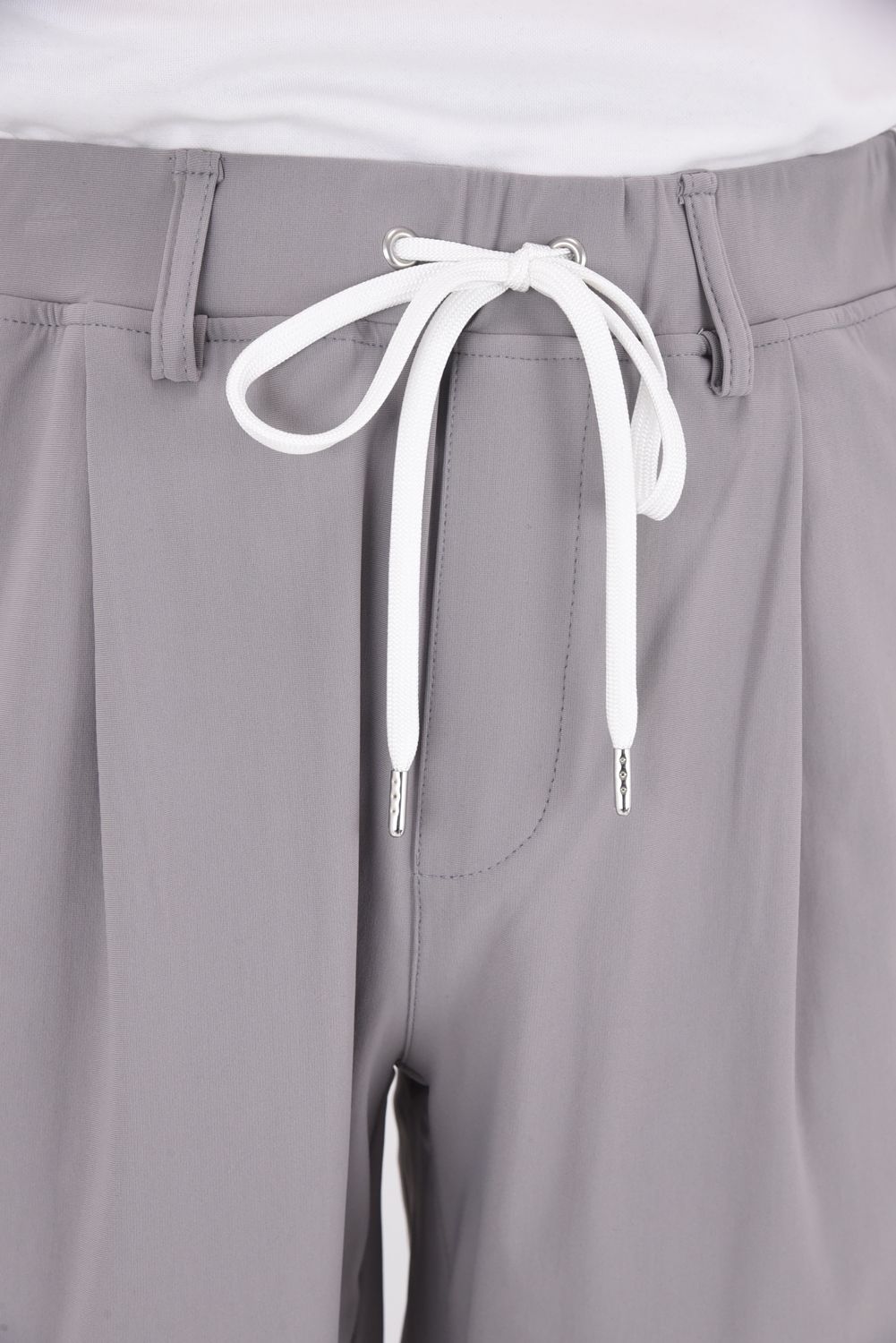 【26SS 39th】 Johnson LINE WIDE PT / 360°ストレッチ ワイドシルエット ジョンソンラインパンツ (グレー/ホワイト)