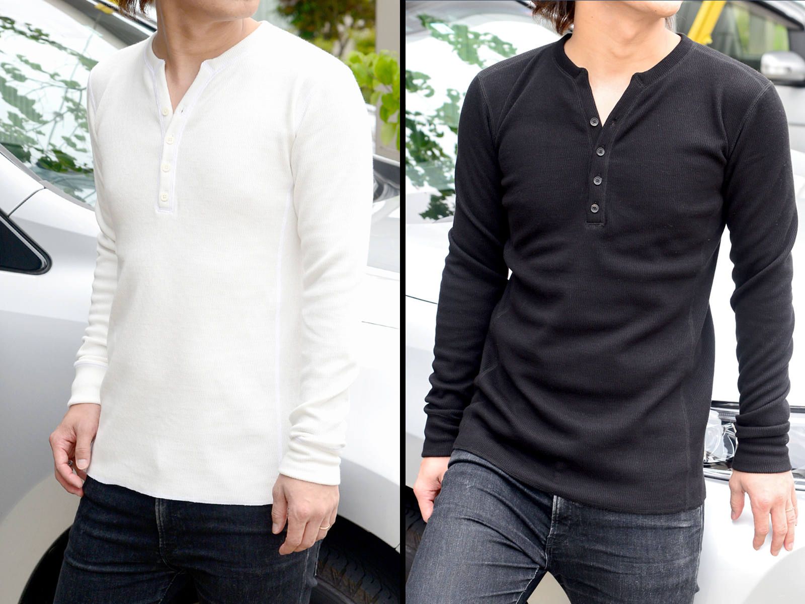 注目■AKM■サーマルボマー L/S ヘンリーネック 長袖TEE GRAY AKM】THERMAL BOMBER L/S HENLEY-WHITE-