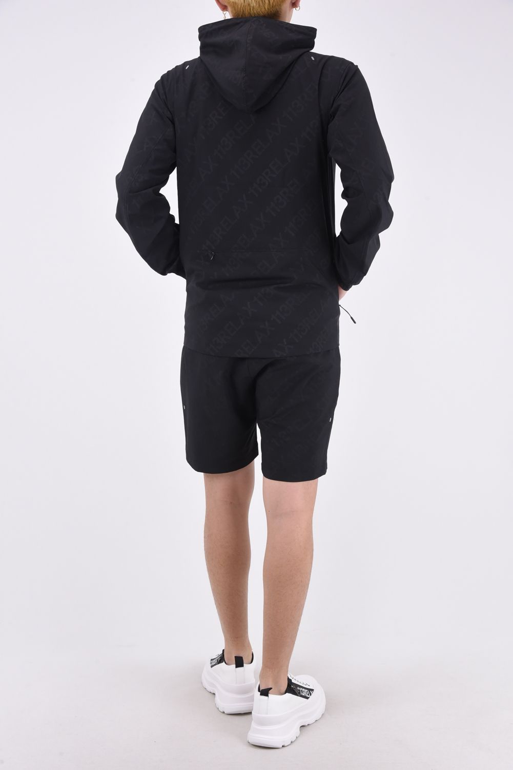RUNNING DIAGONAL LOGO  SHORT PANTS  / ランニング ダイアゴナル ロゴ ショートパンツ ブラック