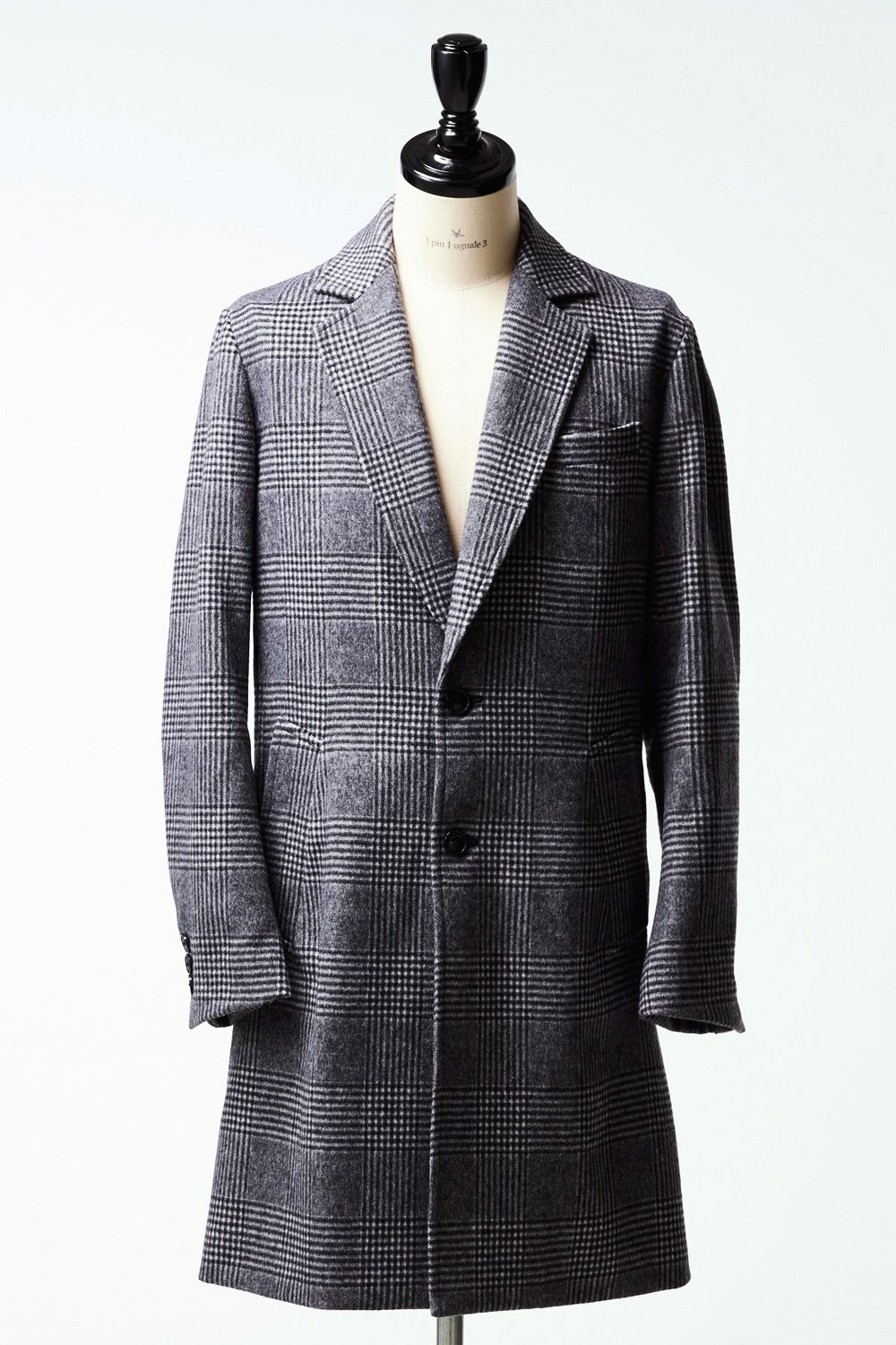 COMBI CHESTER COAT / チエック コンビ チェスター コート ブラック / ホワイト