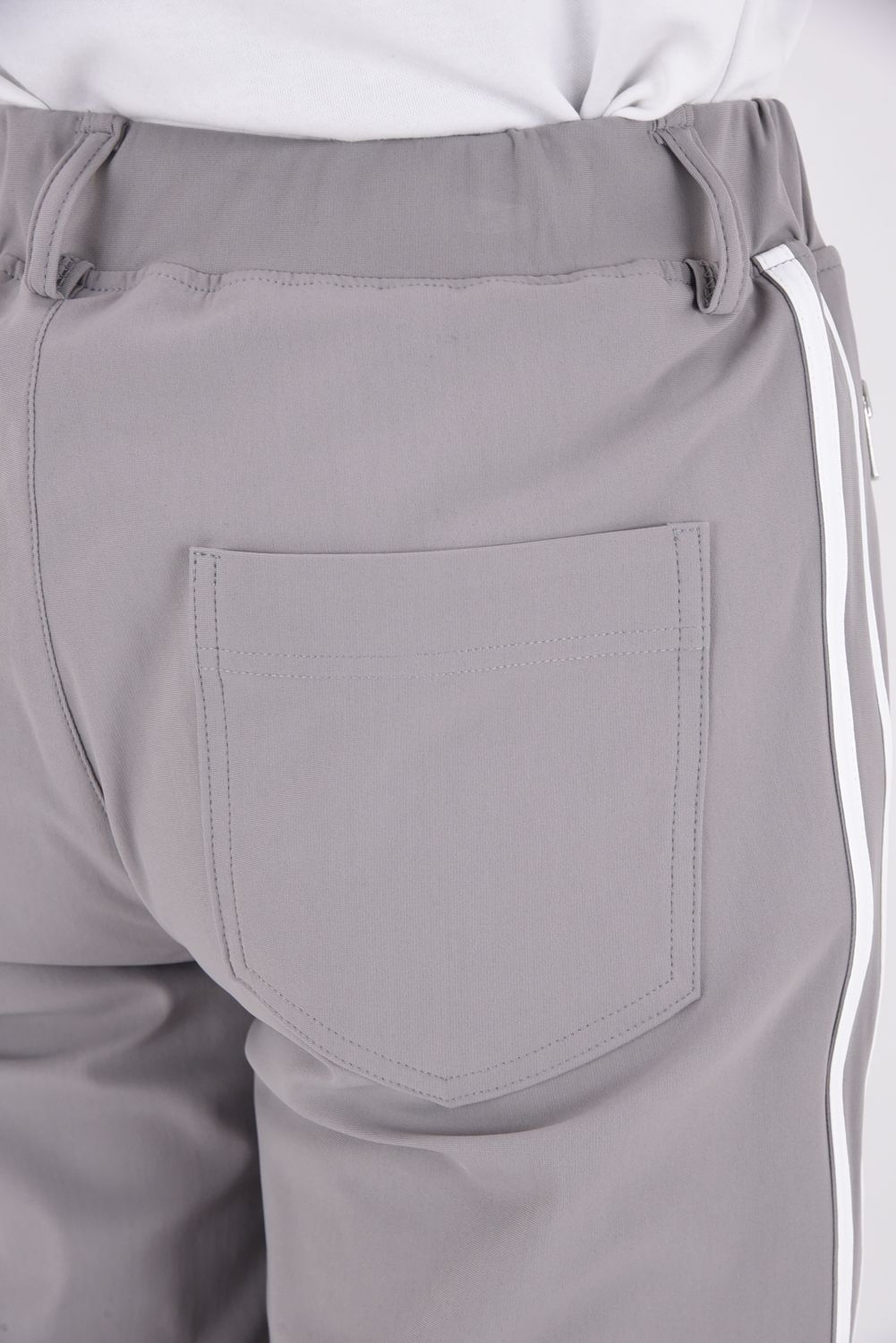 【26SS 39th】 Johnson LINE WIDE PT / 360°ストレッチ ワイドシルエット ジョンソンラインパンツ (グレー/ホワイト)