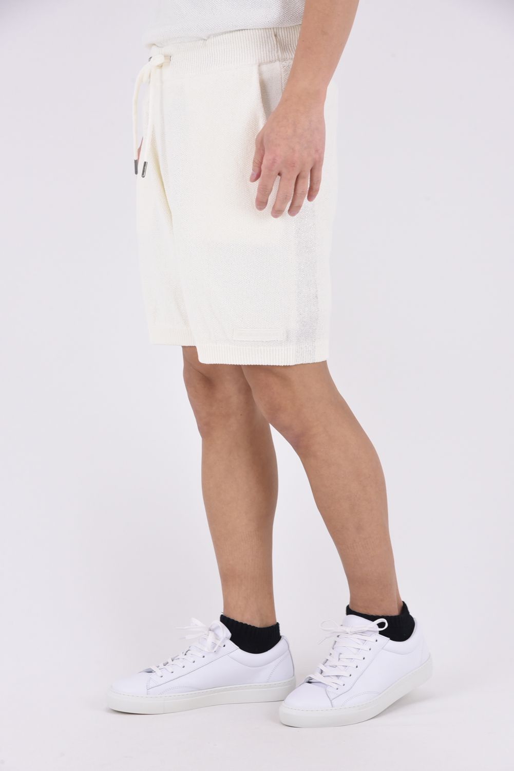 【26SS】 PARTIAL FOIL PRINT SHORTS KNIT / 箔プリント ニットショーツ (ホワイト)
