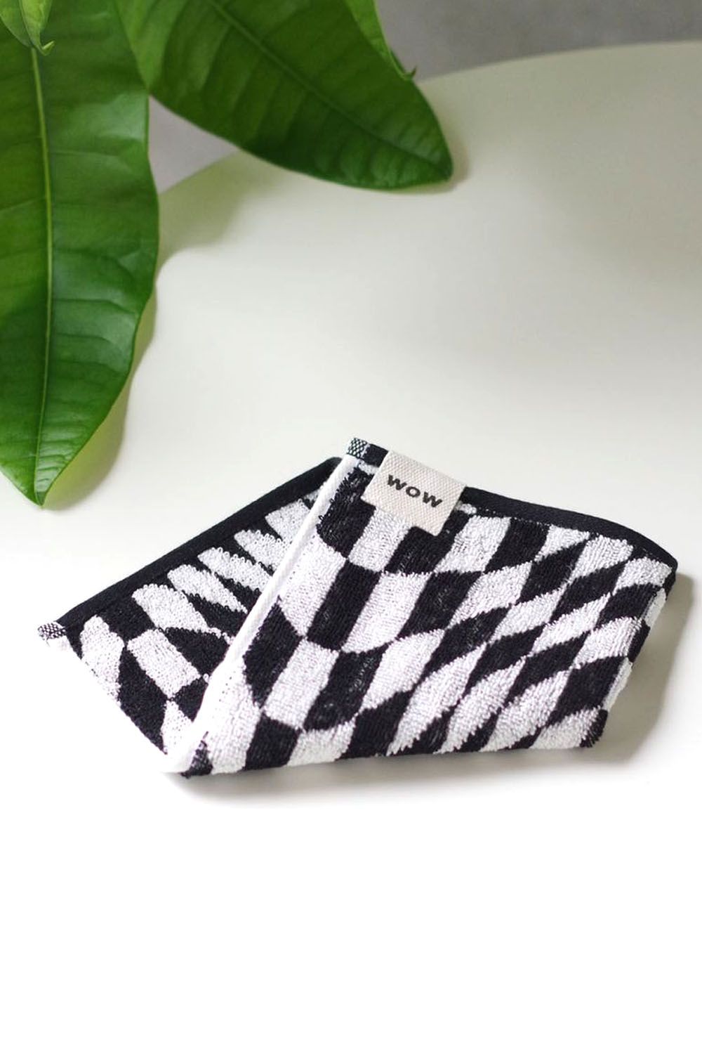 Check Hand Towel / シルク混 チェック ハンドタオル (ブラック)