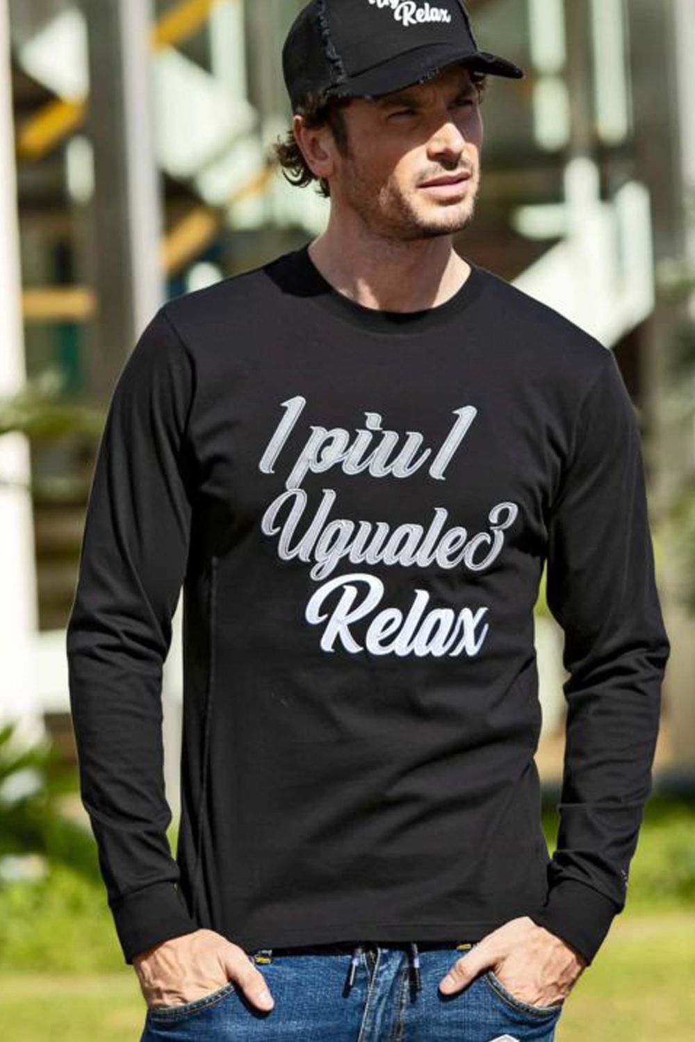 1PIU1UGUALE3 RELAX - STEPS EMBROIDERY LONG T-SHIRTS