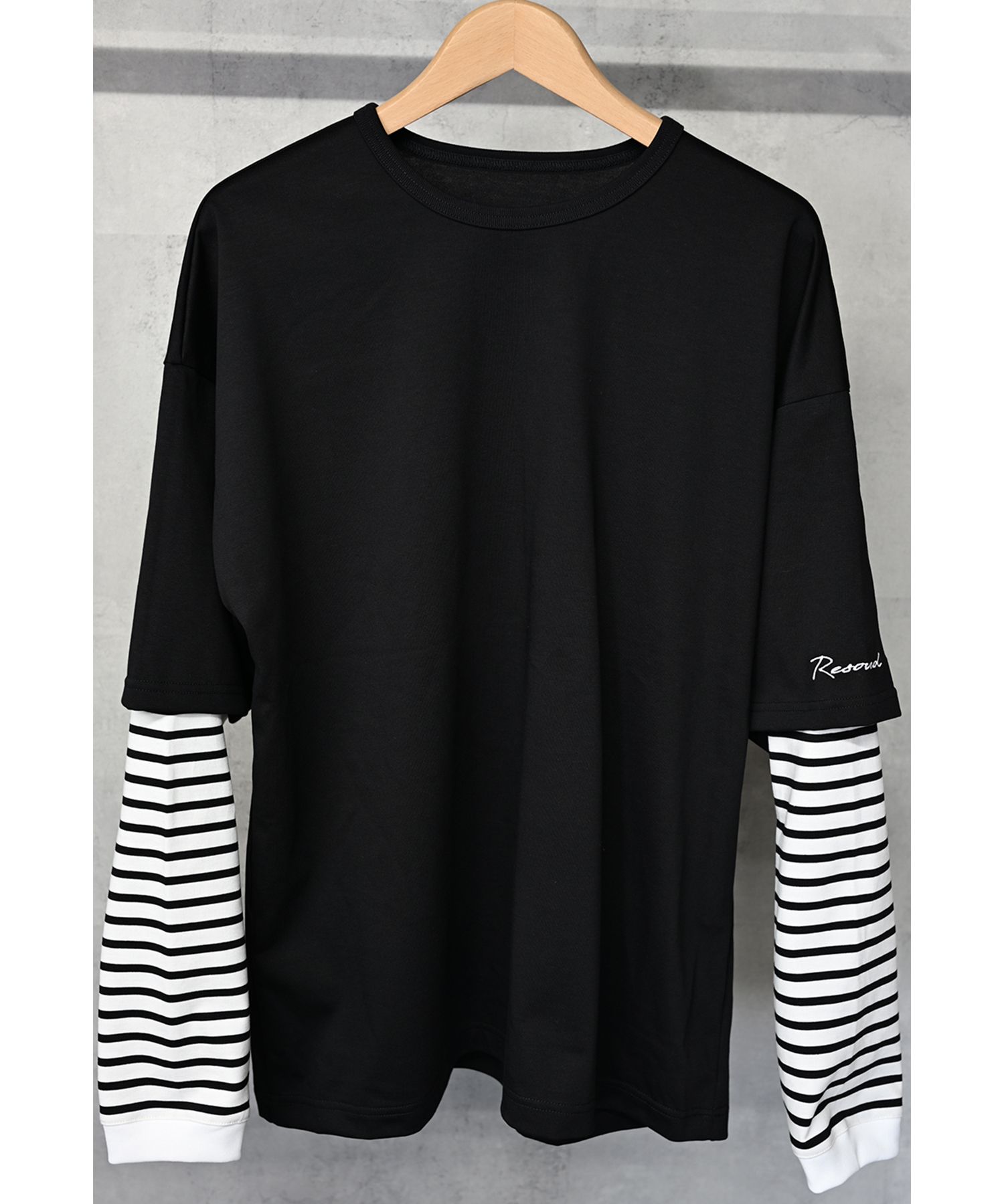 FAKE LAYERED LONGSLEEVE / ロングスリーブフェイクレイヤードTシャツ ブラックボーダー