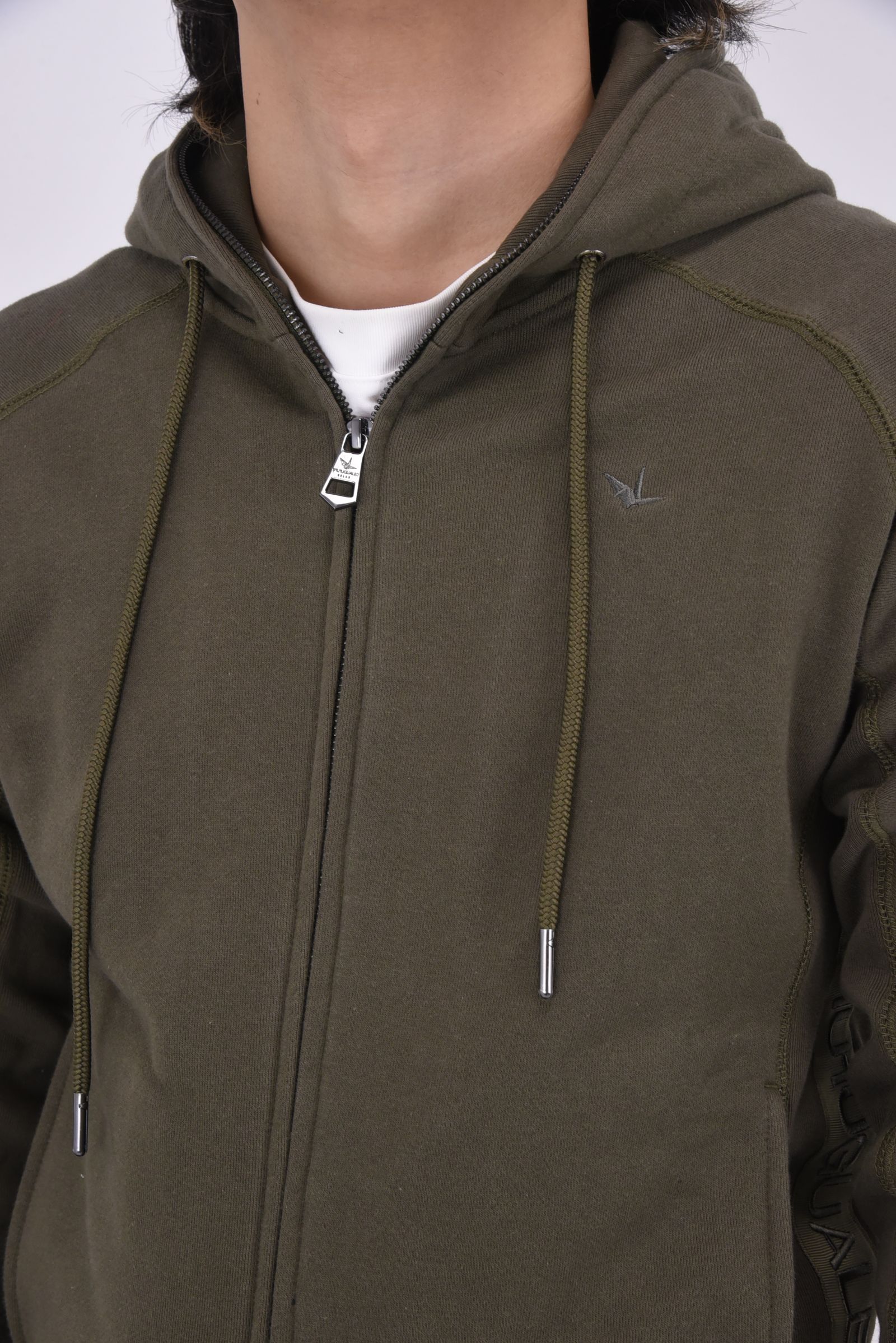 TAPE LOGO HOODIE / テープロゴ ジップアップフーディー (カーキ)
