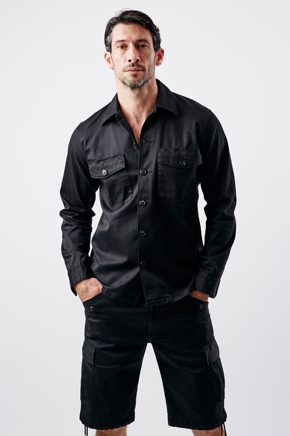 【BLACK MILITARY Vol.11】 UTILITY L/S SHIRTS-BLACK (8月末頃入荷予定 )※オーダー締切7/28(水)11:59迄