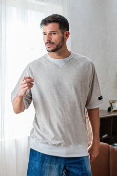 PILE HALF SLEAVE / パイル素材 オーバーサイズTシャツ グレージュ