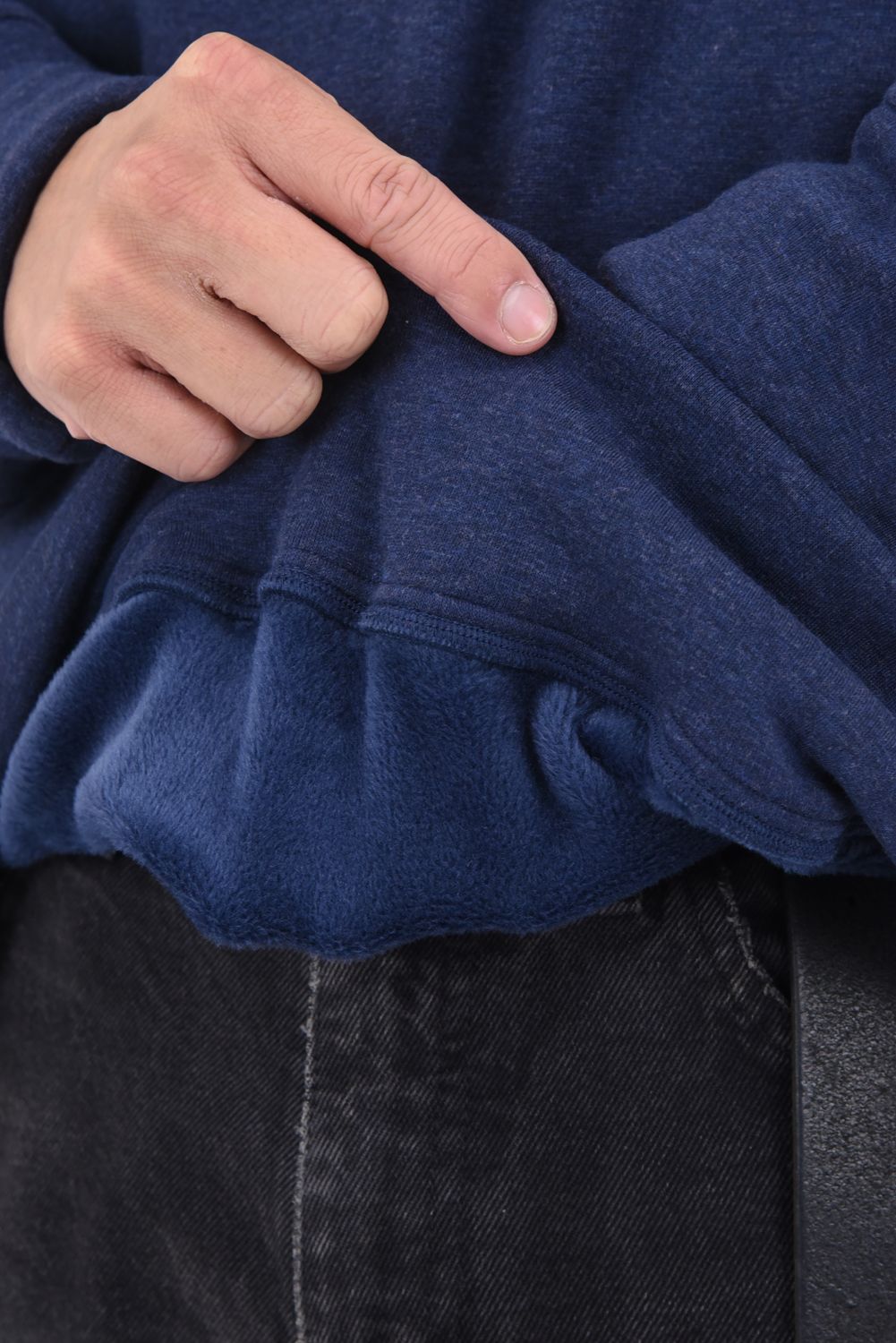 RC CHENILLE VELOURS FLEECE DROP TRAINER / サガラ刺繍ワッペン 裏起毛 ルーズトレーナー (ネイビー)