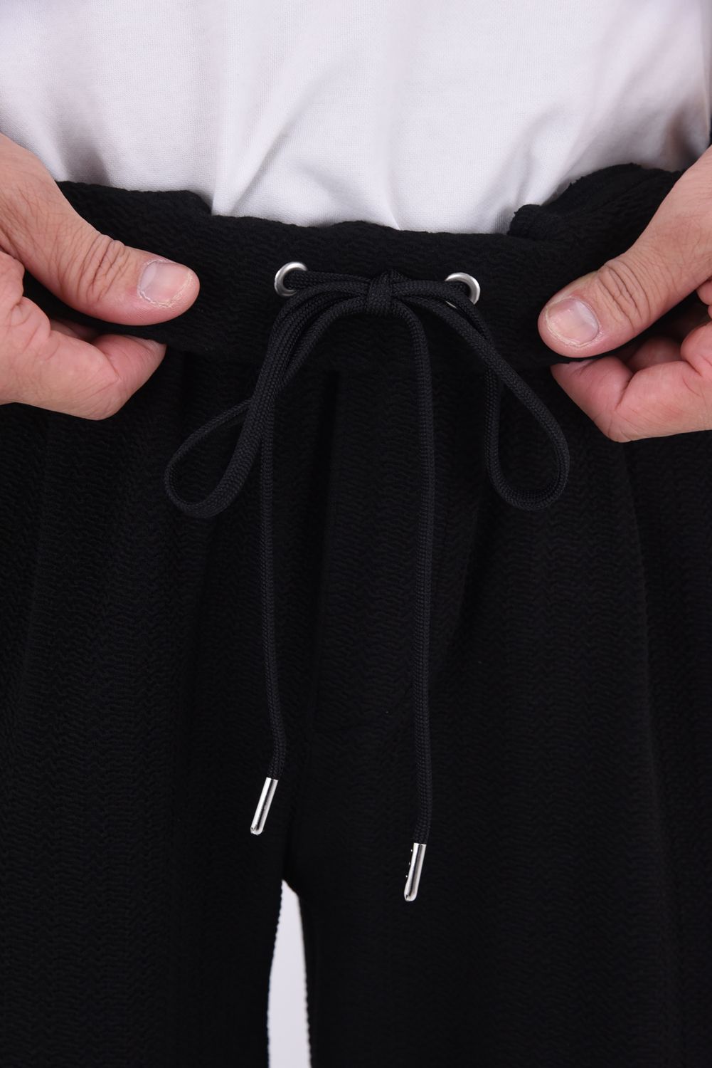 SEMI WIDE TUCK PANTS / ブリスターニット セミワイド ワンタックイージーパンツ (ブラック)