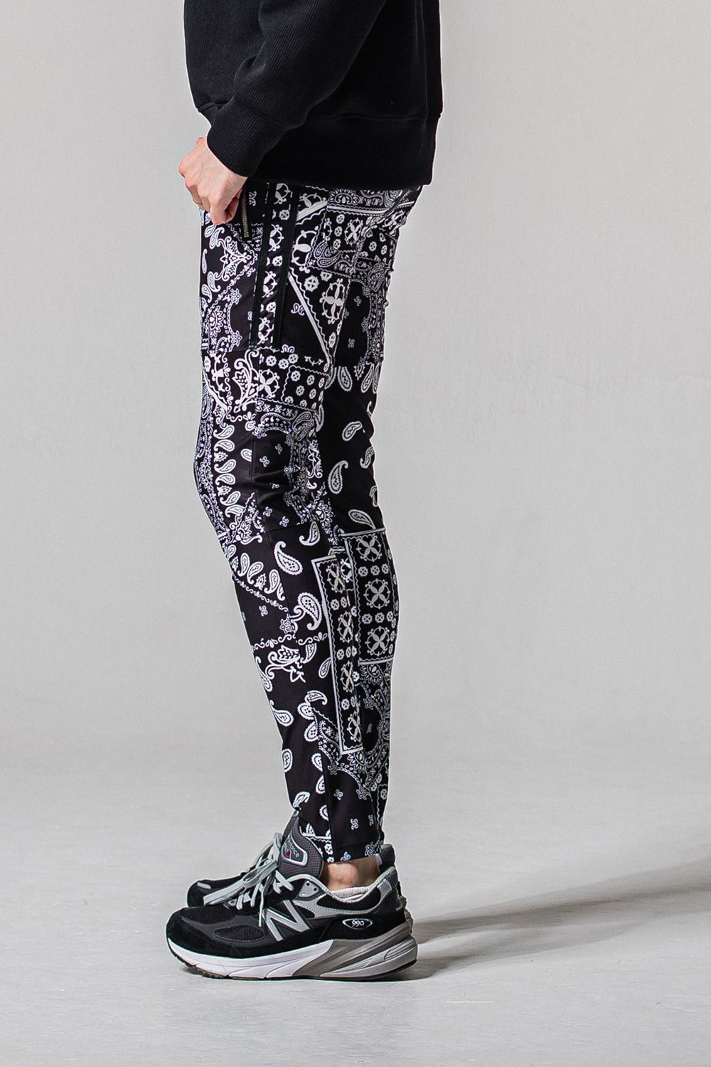 Johnson LINE PT / 360°ストレッチ バンダナ柄 ジョンソンラインパンツ (ブラック) (3月上旬入荷予定)