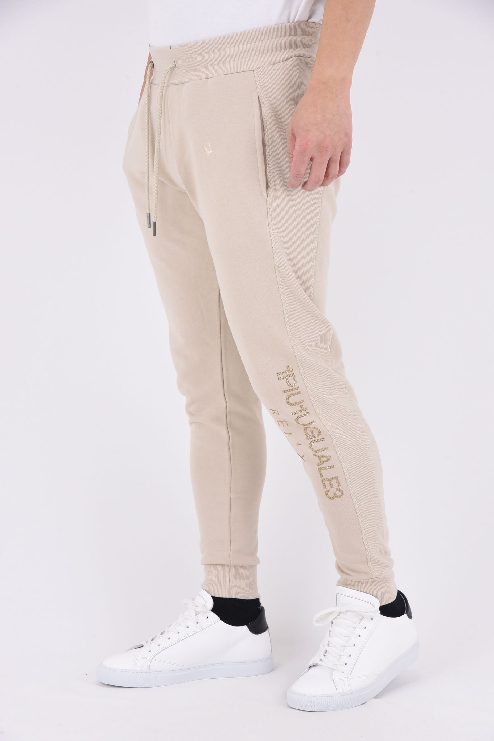 RHINESTONE LOGO LONG PANTS / ラインストーン ロゴロングパンツ (ベージュ)