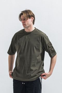 militaryPocket nylon OVER TEE / ミリタリーポケット ナイロン オーバーサイズ Tシャツ （カーキ） (6月上旬入荷予定) ※オーダー締切:2月15日(日)18時