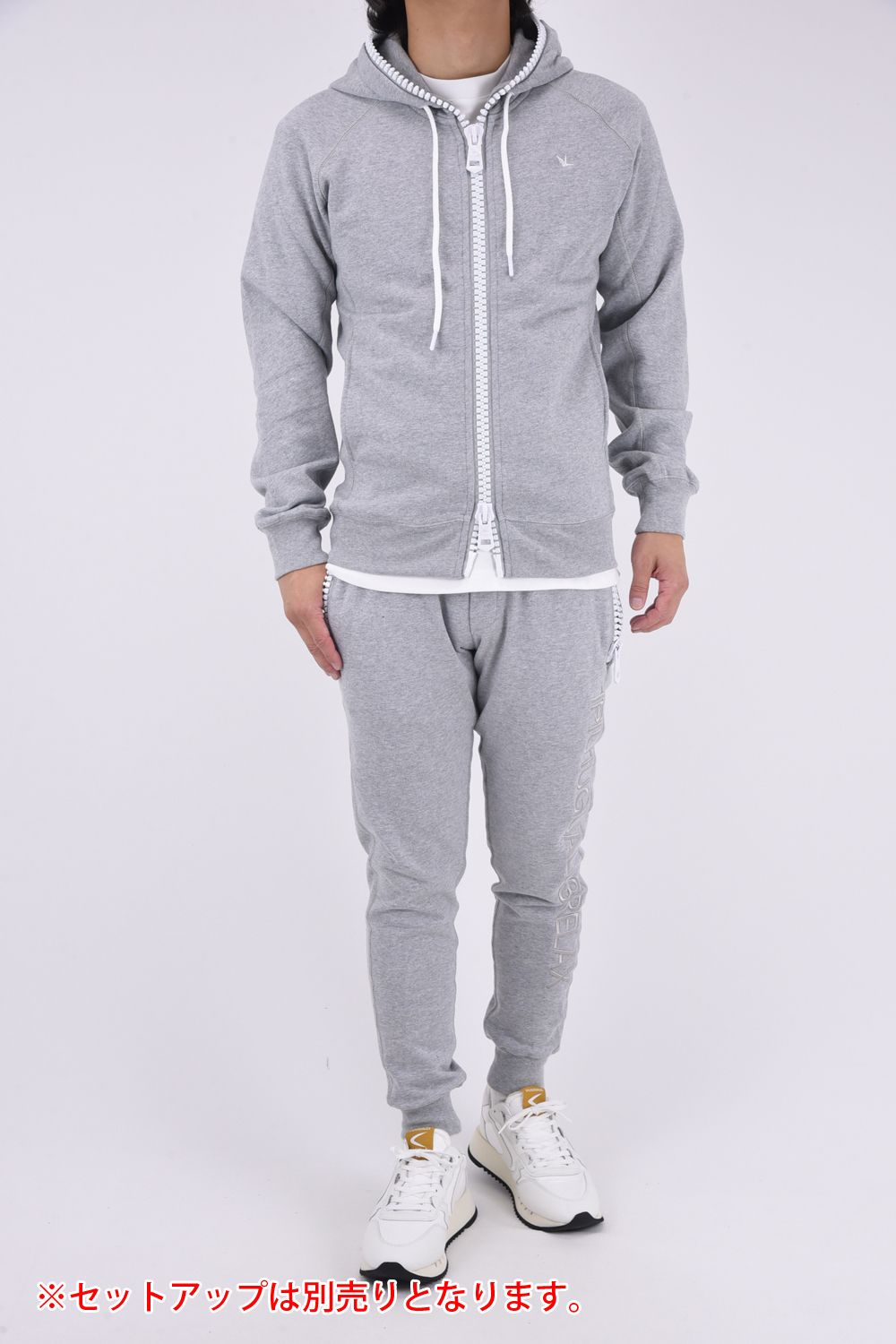 BIG ZIP BACK LOGO HOODIE / ビッグジップ バックロゴ フーディ トップグレー