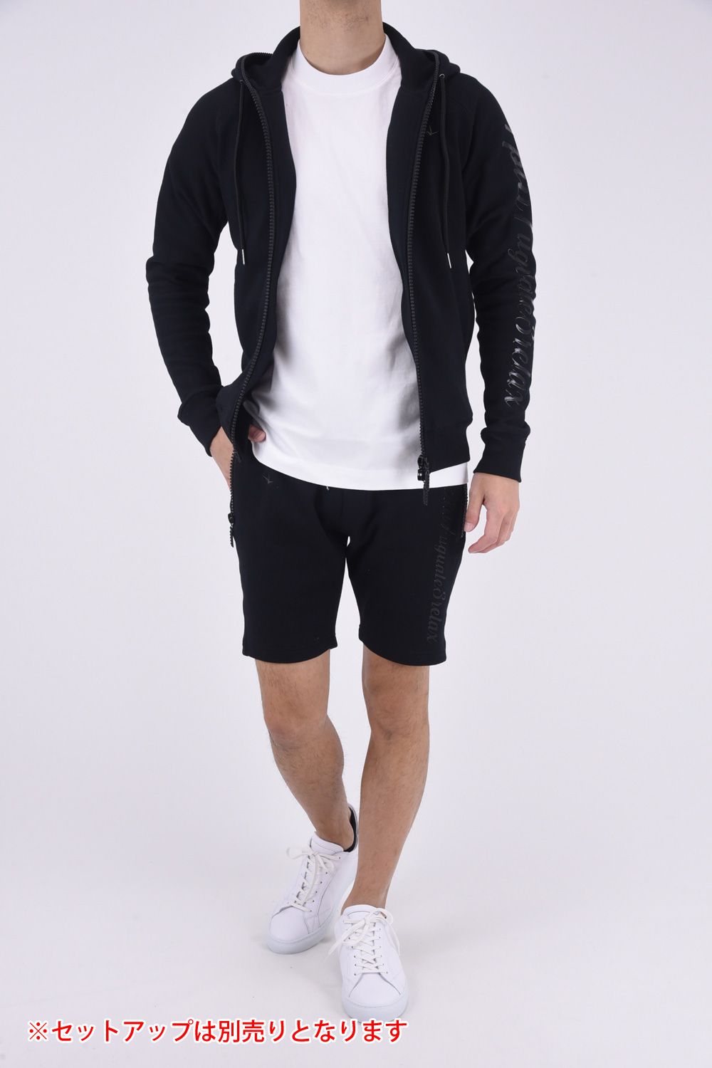 GLITTER ZIP SHORT PANTS / グリッターロゴ ショートパンツ ブラック
