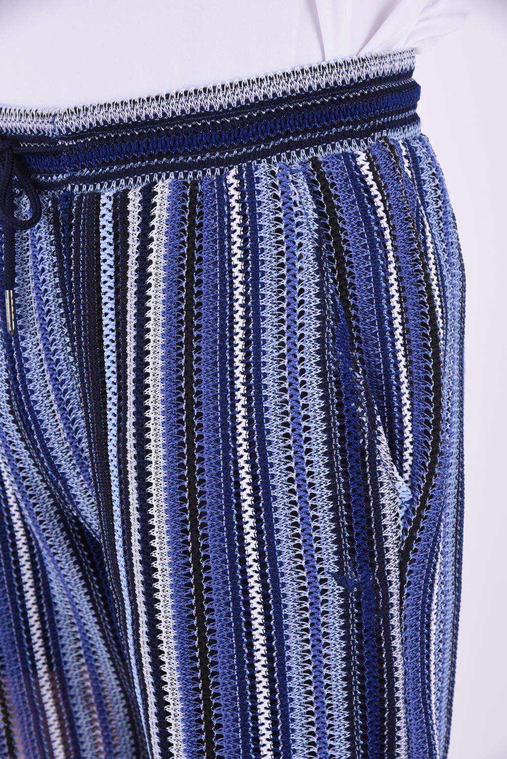 GAP KNIT STRIPED HALF PANTS  / 透かし編み ストライプ ニットショーツ ブルー