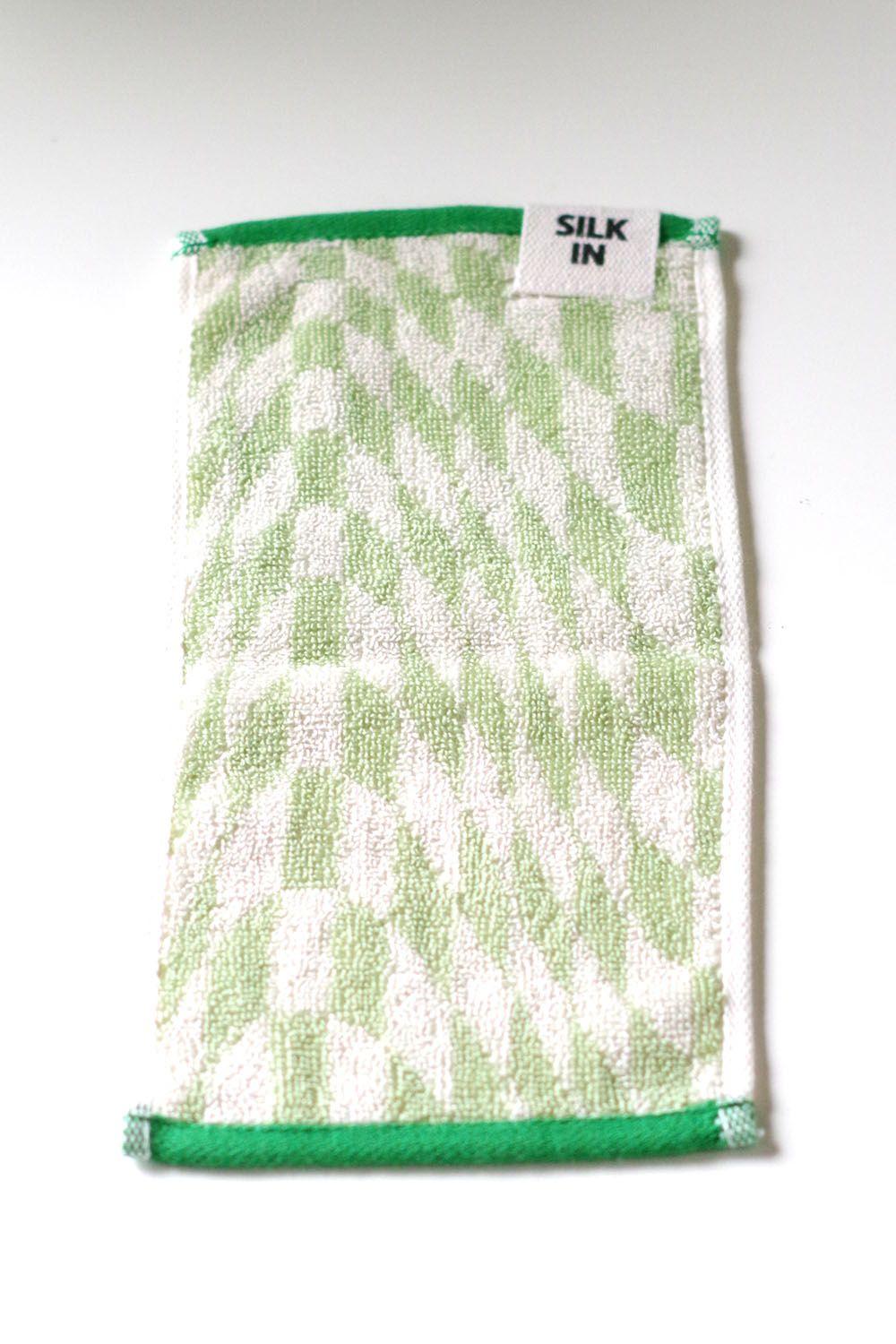 Check Mini Towel / シルク混 チェック ミニタオル (グリーン)
