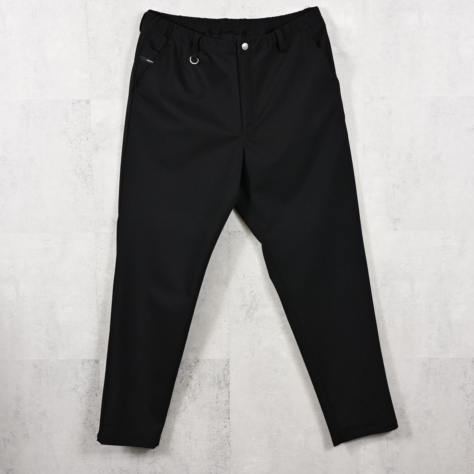 PAT WIDE EASY PANTS / オックス生地 ワイドテーパード イージースラックス ブラック