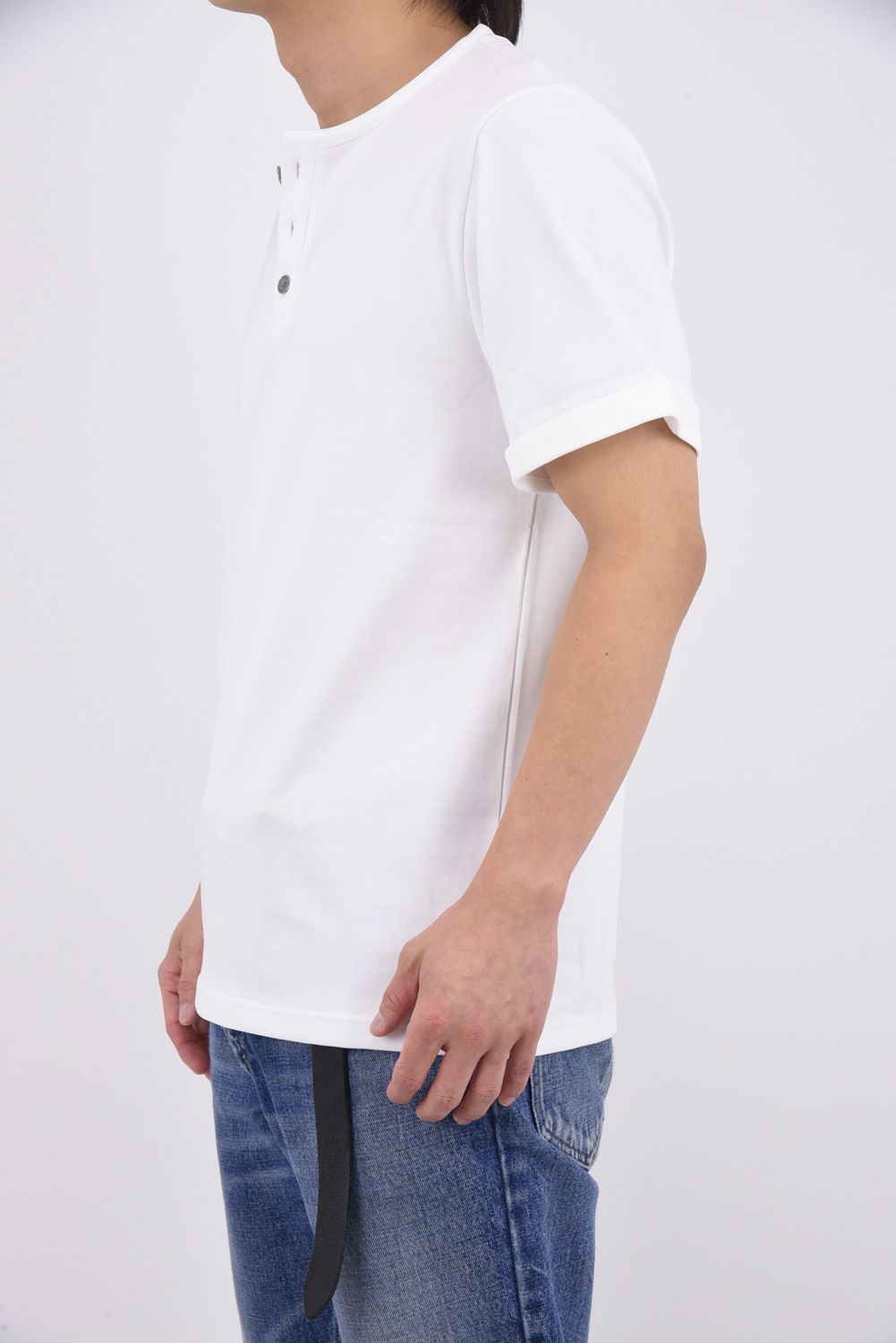 ROLLUP HENRY TEE / ロールアップスリーブ ヘンリーネック Tシャツ （ホワイト）