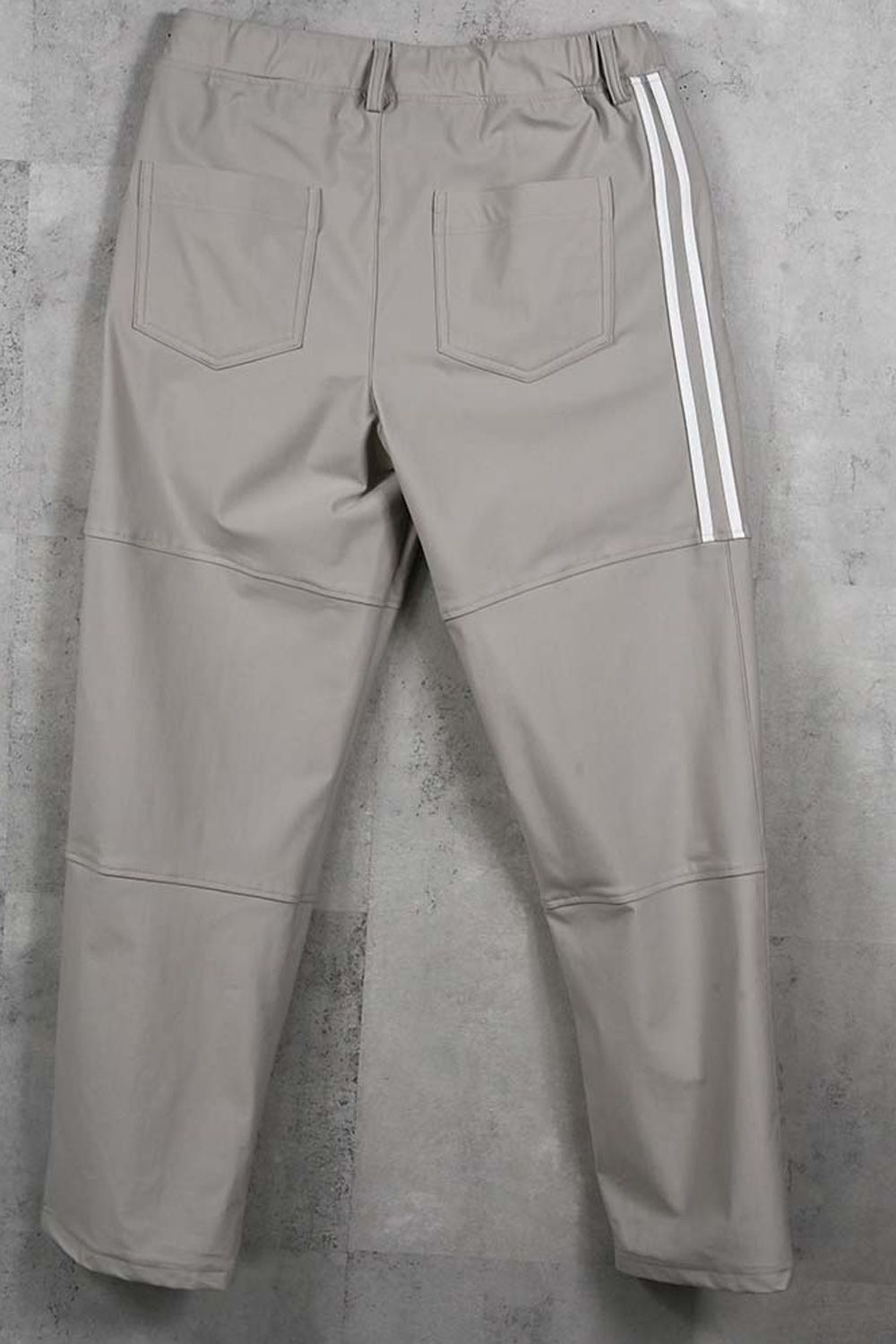 JOHNSON LINE WIDE HEAT PT / 裏起毛 ハイブリットジャージー ワイドテーパード ラインパンツ (グレー/ホワイト) (10月末入荷予定) ※オーダー締切：9月1日(月)18:00