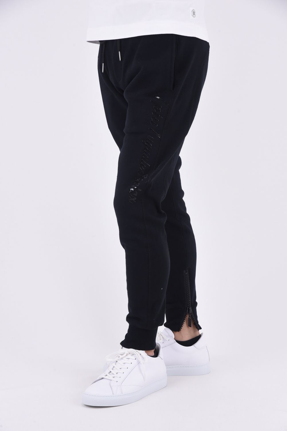 GLITTER ZIP LONG PANTS / グリッターロゴ ロングパンツ ブラック