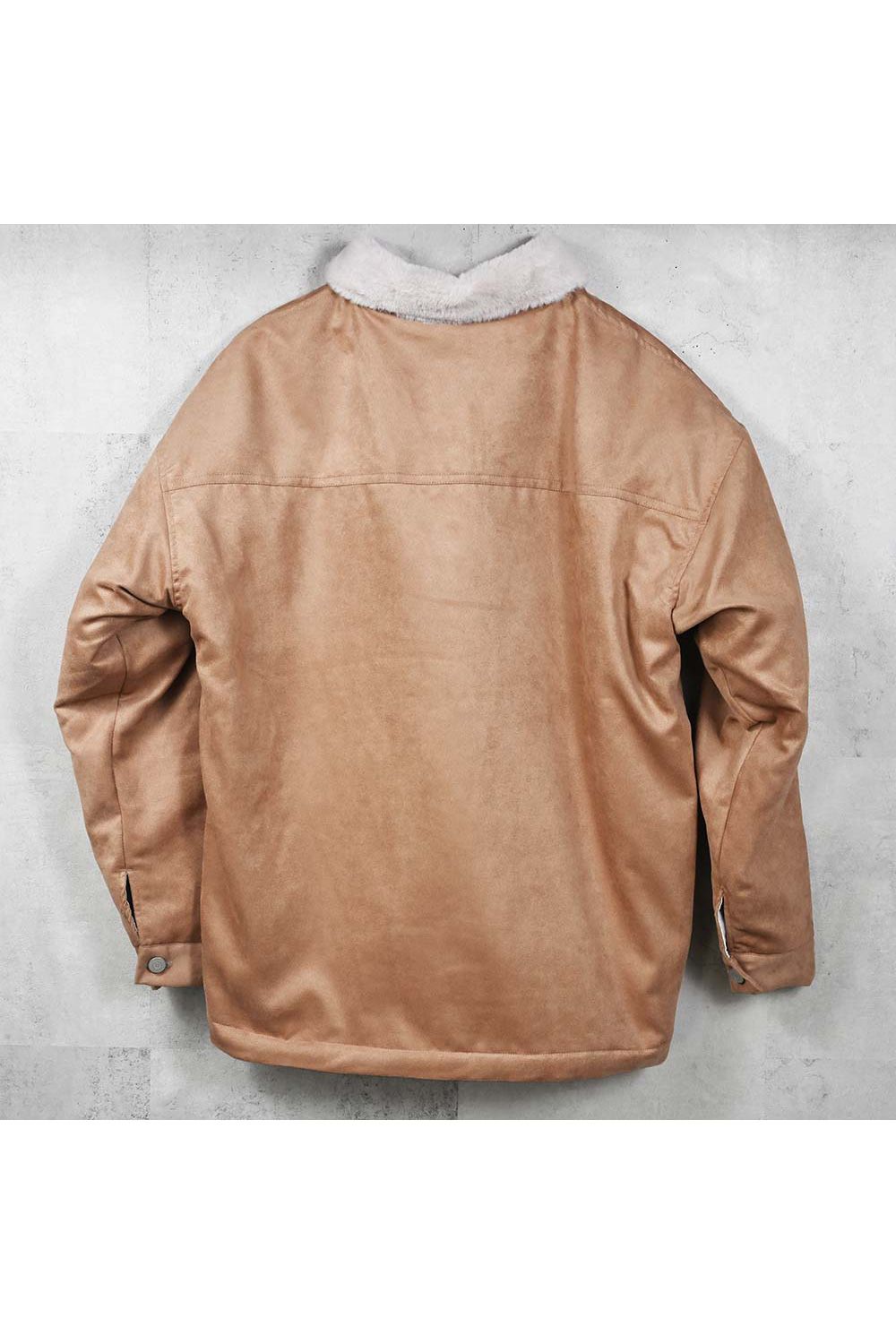 SUEDE FUR CAVER ALL /  エコ スウェード ファーカバーオールジャケット (ブラウン) (11月中旬入荷予定) ※オーダー締切：9月1日(月)18:00