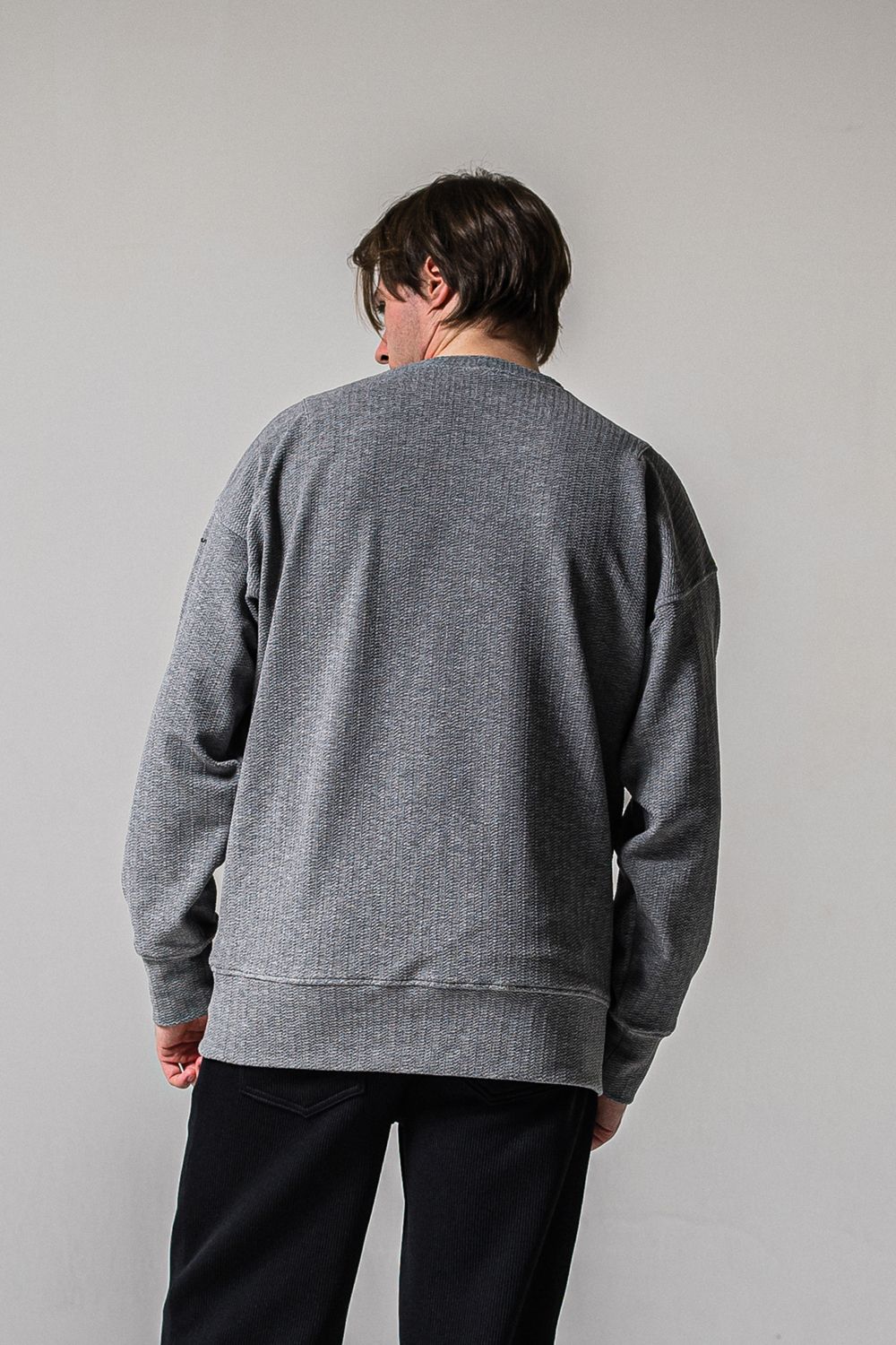 BLISTER TRAINER / オーバーサイズ ブリスターニットトレーナー (グレー) (1月中旬入荷予定)