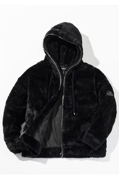 【26AW】 LUXE CLOUD-FUR OVERSIZED ZIP HOODIE / オーバーサイズ ジップアップ ファーフーディー (ブラック) (10月上旬入荷予定)