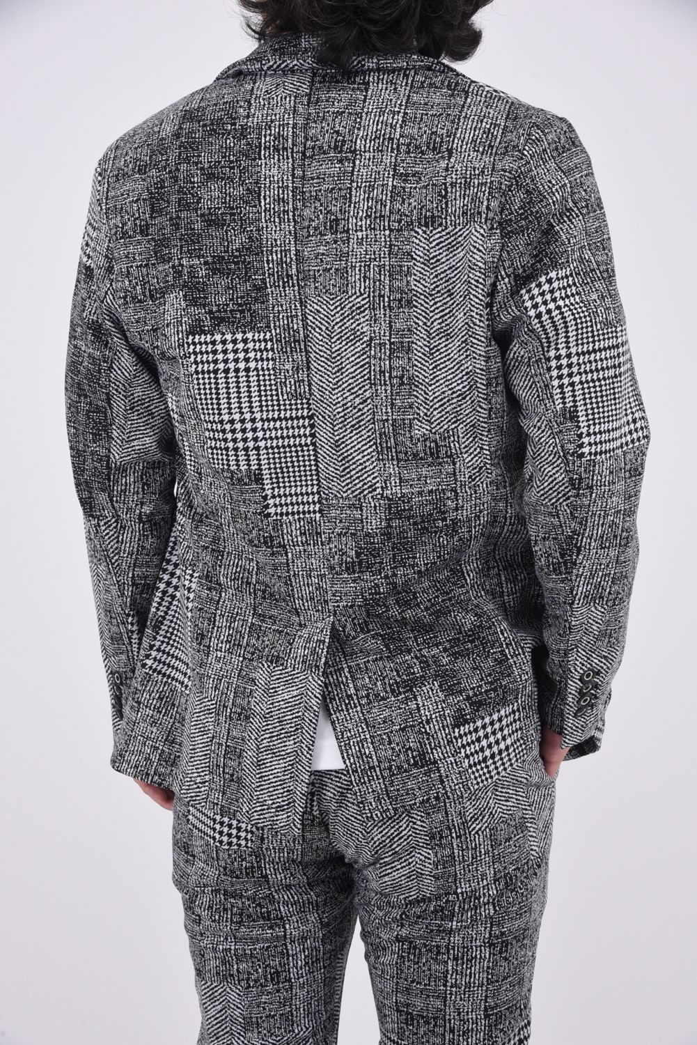 JACQUARD JACKET / ハウンドトゥースジャガードジャケット (ブラック）