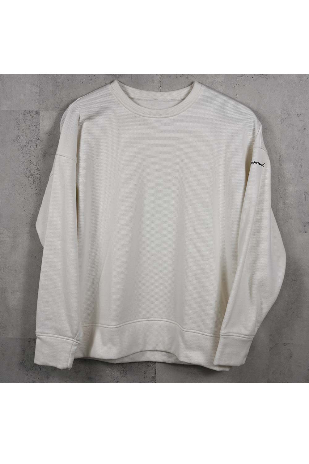 VELOURS FLEECE THERMAL  LOOSE TRAINER / 裏起毛 サーマル生地 ロングスリーブ トレーナー (ホワイト) (10月中旬入荷予定) ※オーダー締切：9月1日(月)18:00