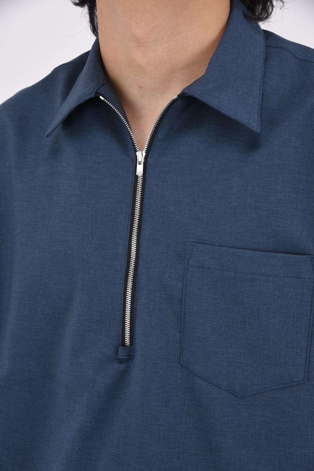 PULLOVER HALF SHIRT / ハーフジップ ドローコード プルオーバーシャツ グリーン