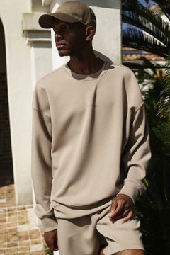 L/S CREW / ロゴプリント ロングスリーブ クルーネック ベージュ