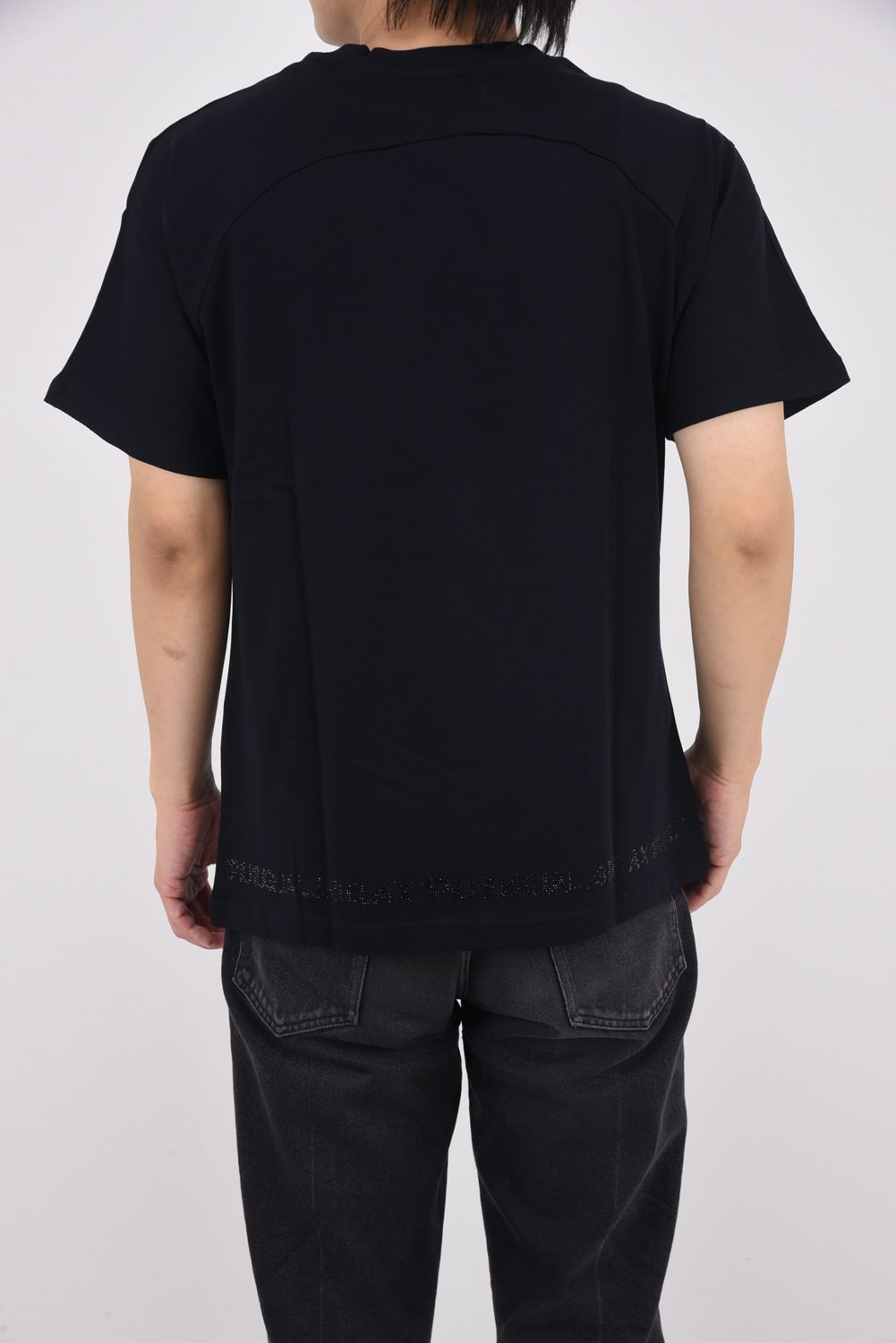【25AW】 RHINESTONE HEM T-SHIRT / ラインストーン ヘムシルケット Tシャツ (ブラック)