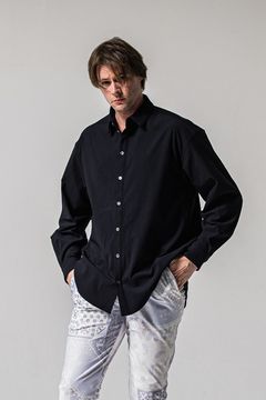 NYLON JACK SHIRTS / 高機能ナイロンマイクロファイバー Aラインシルエット ジャックシャツ (ブラック)