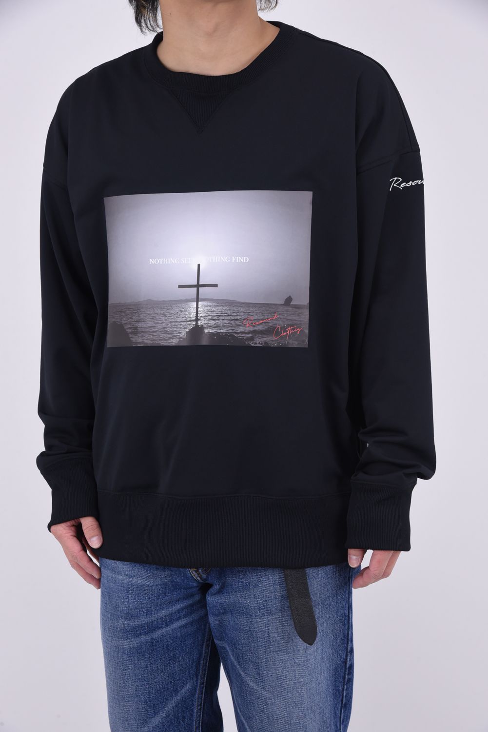 EX SWEAT PHOTO DROP TRAINER / 高機能裏毛 ヴィンテージ フォト ルーズトレーナー ブラック